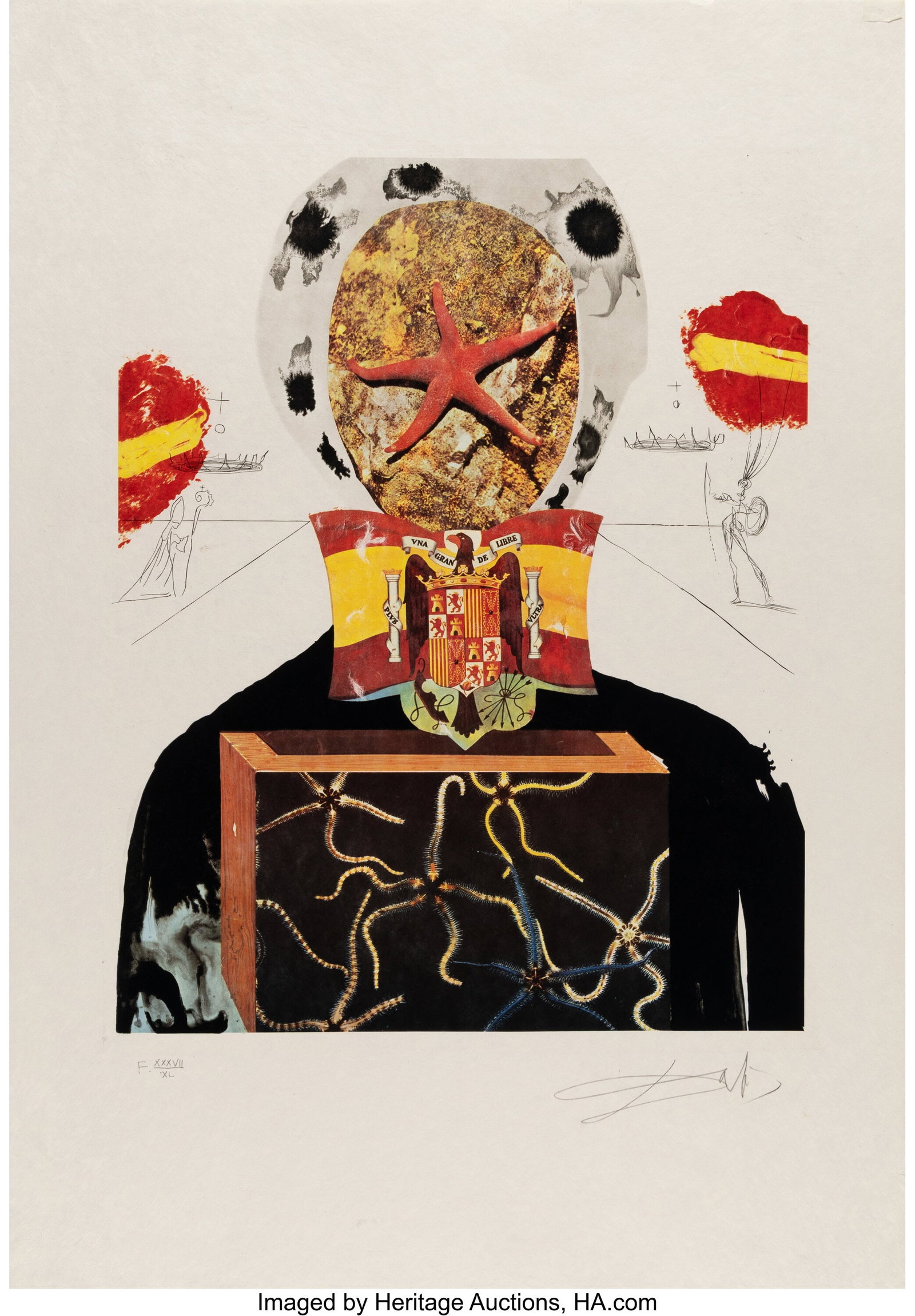 Salvador Dalí (1904-1989) Surrealist King, from: Salvador Dalí (1904-1989) Surrealist King, from Memories of Surrealism, 1971 Photolithograph and etching in colors on Japon paper 30 x 21-1/4 inches (76.2 