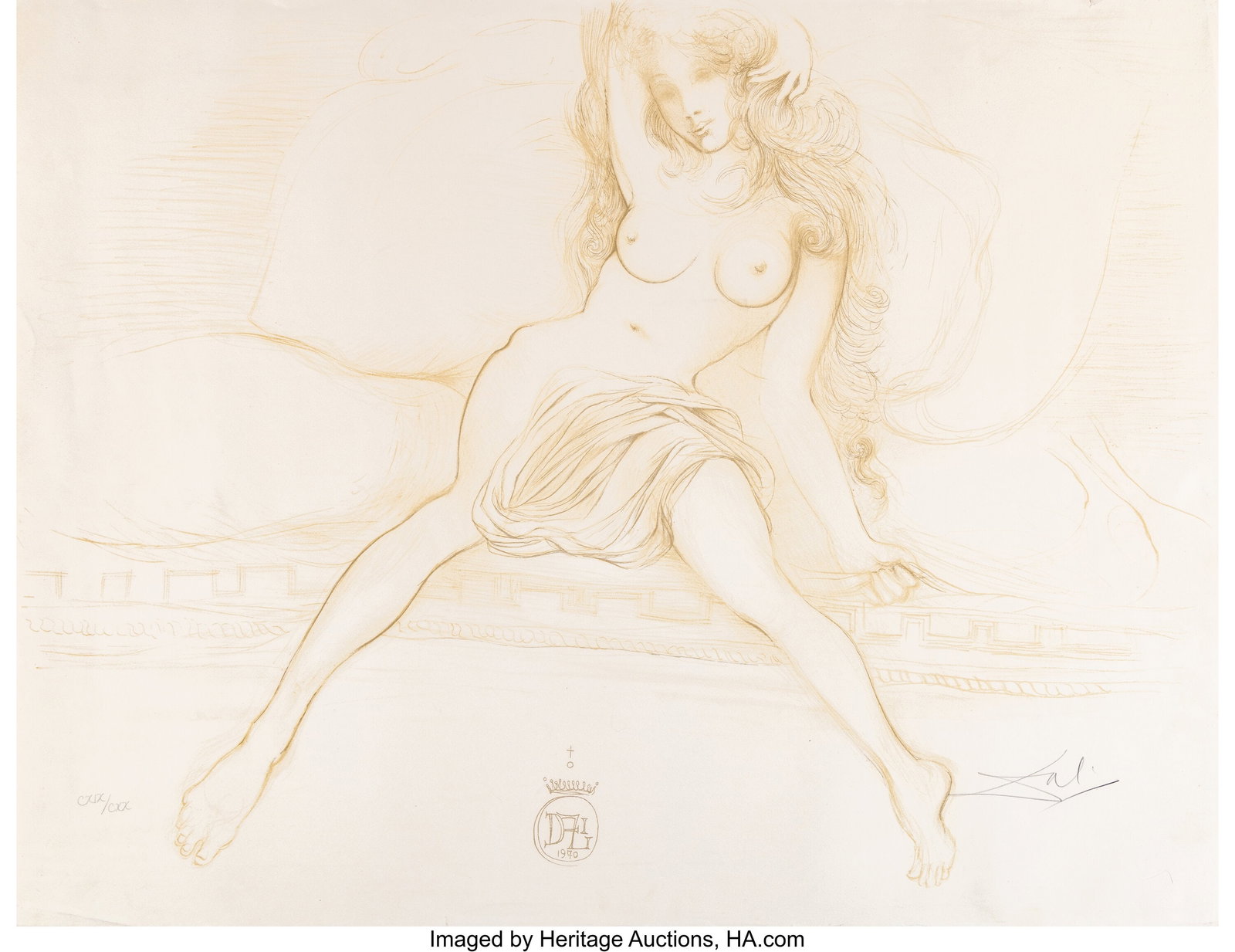 Salvador Dalí (1904-1989) Nu au sopha, from Nud: Salvador Dalí (1904-1989) Nu au sopha, from Nudes, 1970 Lithograph in colors on B.F.K. Rives paper 23 x 29-3/4 inches (58.4 x 75&perio
