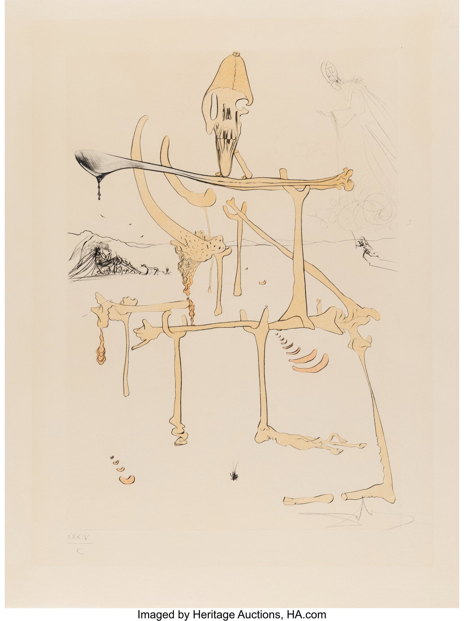 Salvador Dalí (1904-1989) Paysage avec squelett (1 of 3)