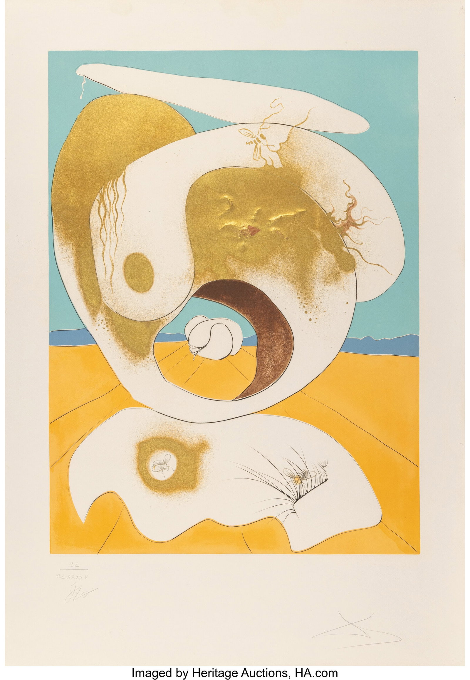 Salvador Dalí (1904-1989) Vision planetaire et : Salvador Dalí (1904-1989) Vision planetaire et scatologique, from La Conquete de Cosmos, 1974 Engraving with lithography in colors and embossing on Arches paper 38-1/2