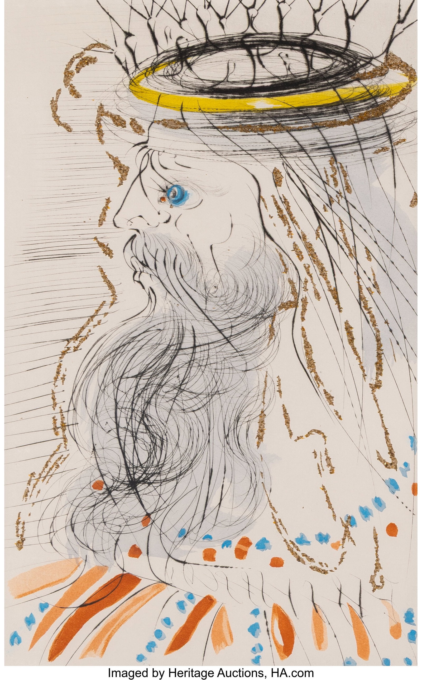 Salvador Dalí (1904-1989) King Solomon, from So: Salvador Dalí (1904-1989) King Solomon, from Song of Songs of Solomon, 1971 Etching in colors with gold dust on Arches paper 30 x 22 inches (76.2 x 55.9