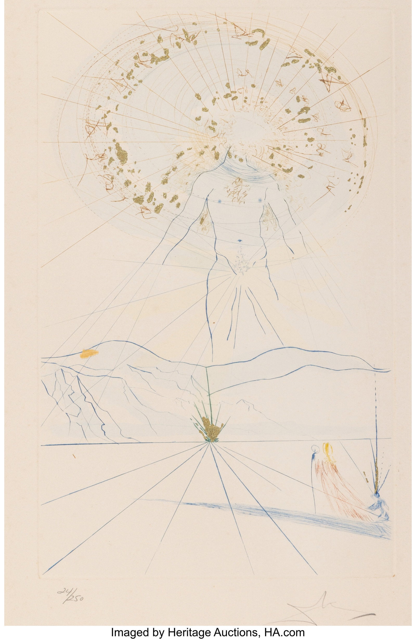 Salvador Dalí (1904-1989) The Voice of My Belov: Salvador Dalí (1904-1989) The Voice of My Beloved, from Song of Songs of Soloman, 1971 Etching in colors with gold dust on Arches paper 30 x 22-1/8 inches (76&per