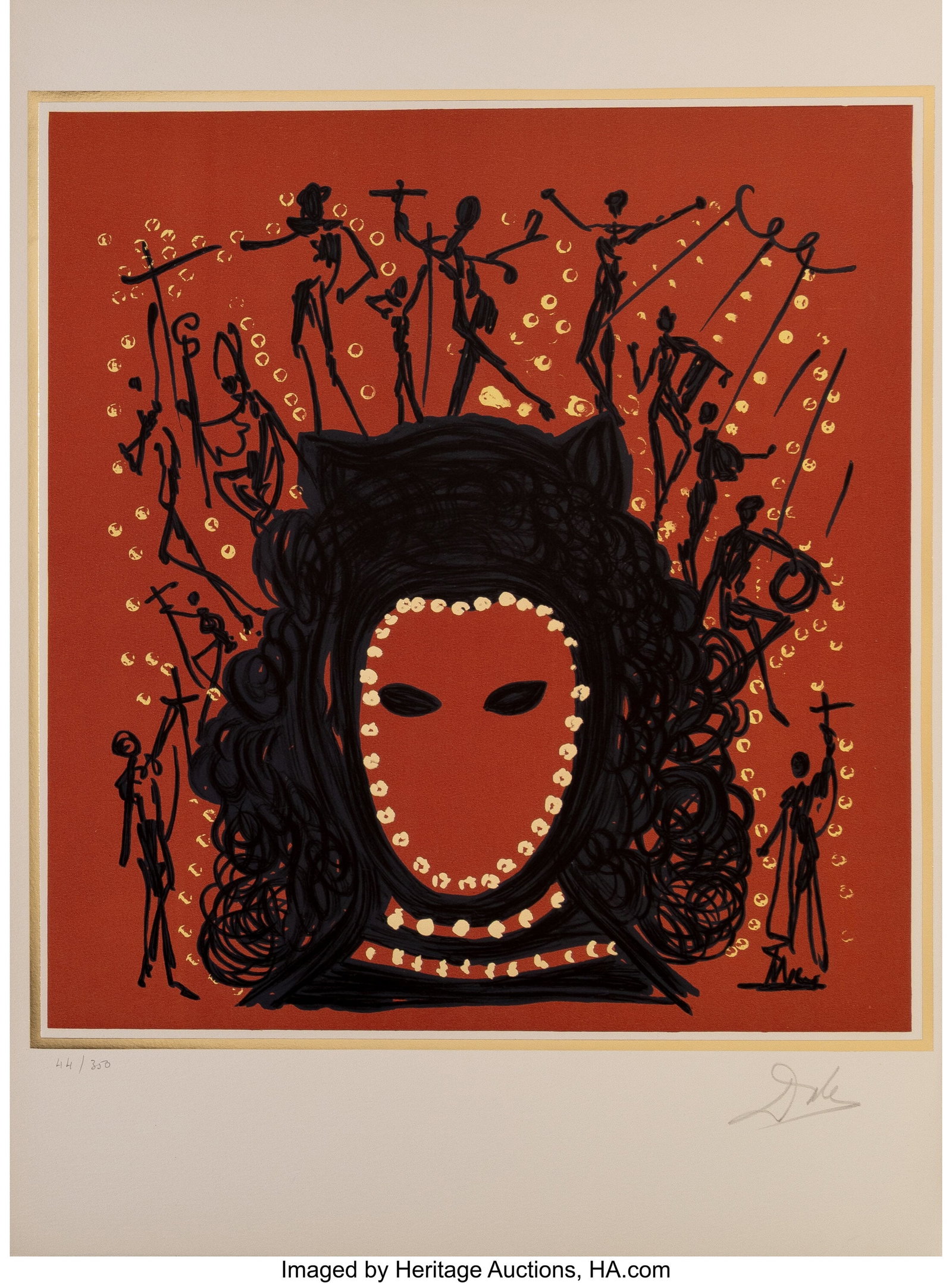 Salvador Dalí (1904-1989) The Watcher, from The: Salvador Dalí (1904-1989) The Watcher, from The Twelve Apostles, 1972 Lithograph in colors with metallic details with on Arches paper 25-3/8 x 18-3/4 inches (
