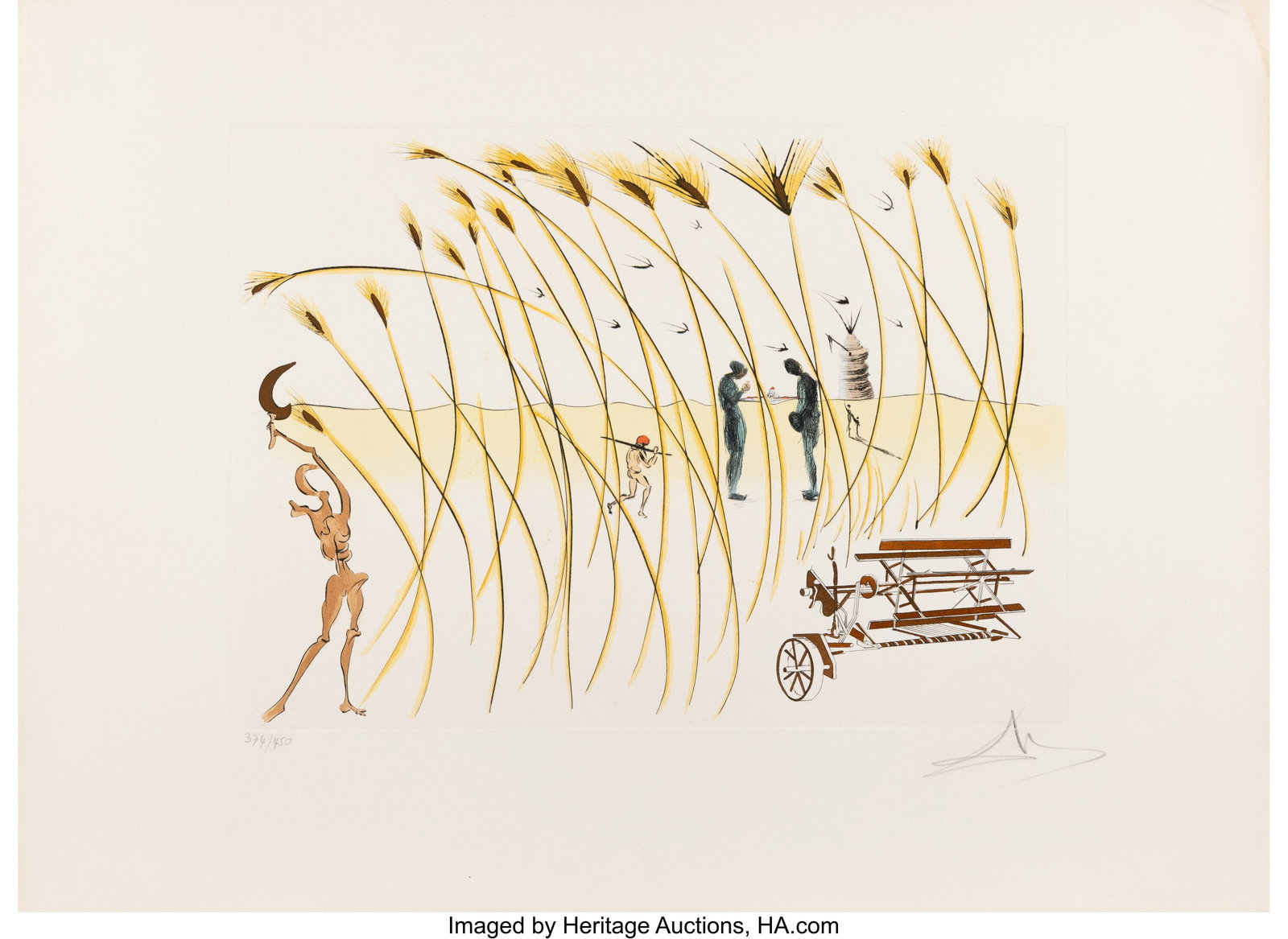 Salvador Dalí (1904-1989) La moissonneuse (Reap: Salvador Dalí (1904-1989) La moissonneuse (Reaper), from Hommage à Leonardo da Vinci, 1975 Engraving with stenciled colors on Arches paper 22-1/4 x 29