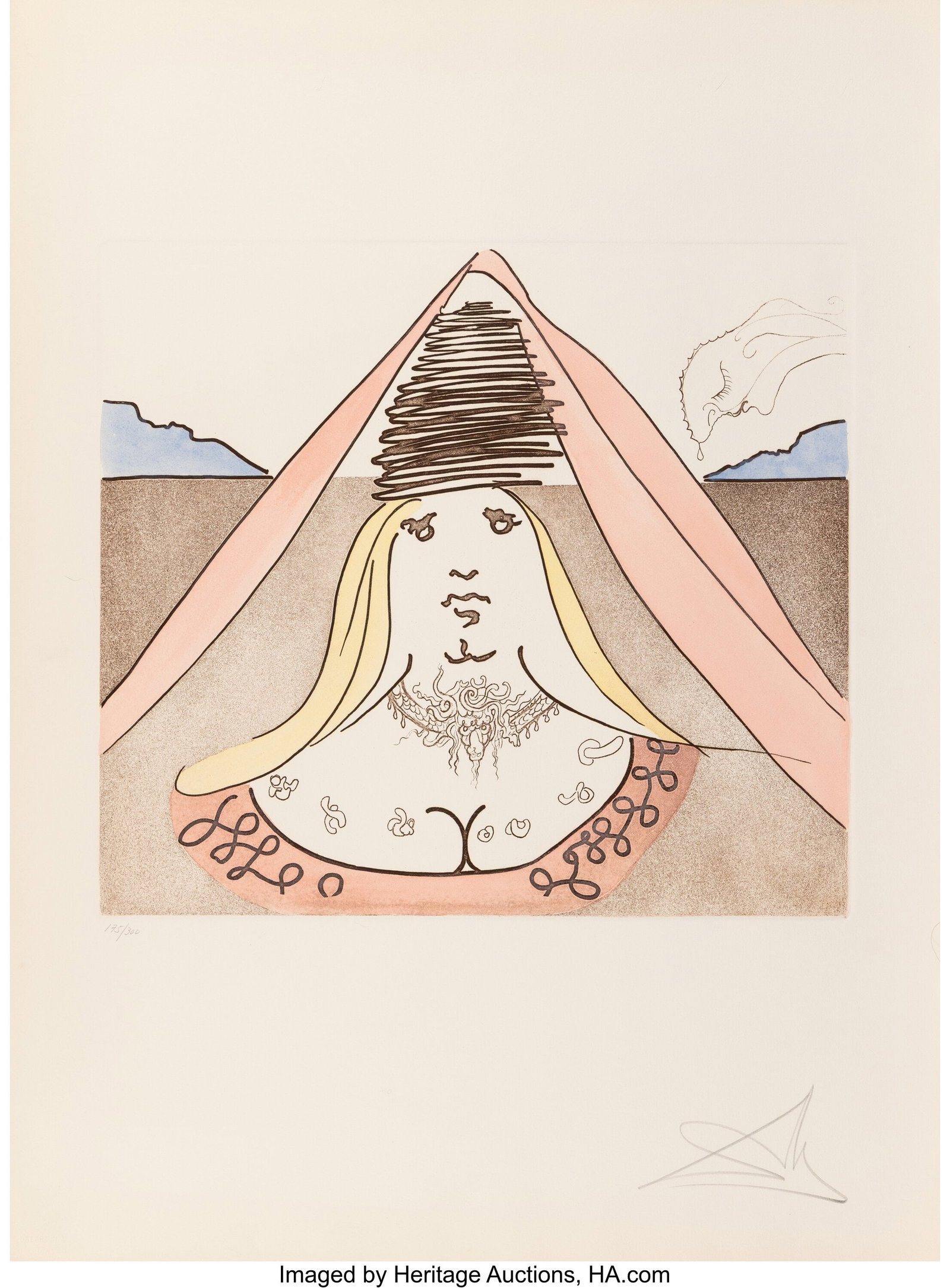 Salvador Dalí (1904-1989) The Lady Dulcinea, fr: Salvador Dalí (1904-1989) The Lady Dulcinea, from Historia de Don Quichotte de la Mancha, 1980 Etching and aquatint in colors on Arches paper 29-7/8 x 22-1/8 inche