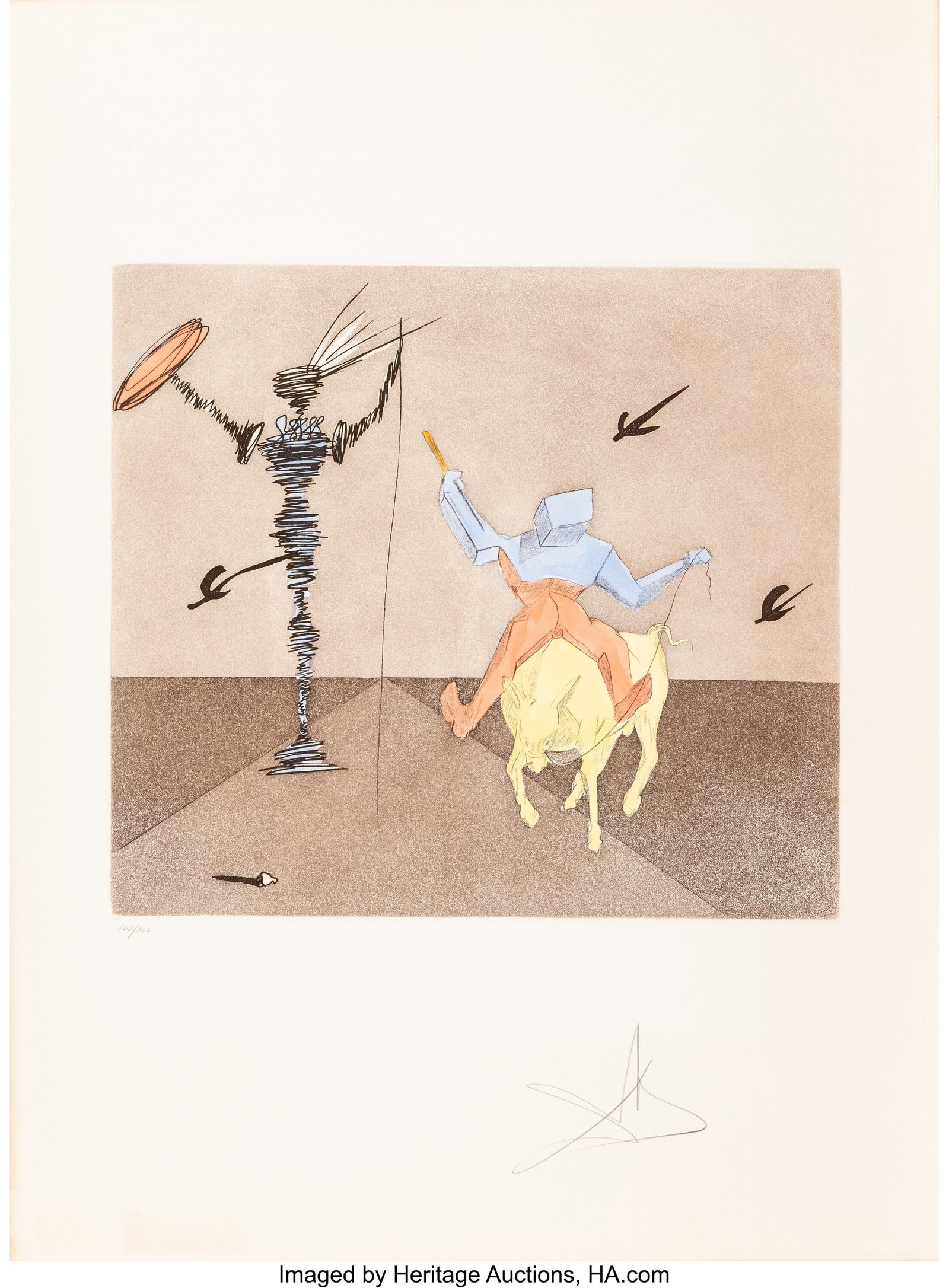 Salvador Dalí (1904-1989) Master and Squire, fr: Salvador Dalí (1904-1989) Master and Squire, from Historia de Don Quichotte de la Mancha, 1980 Etching and aquatint in colors on Arches paper 29-7/8 x 22-1/8 inche