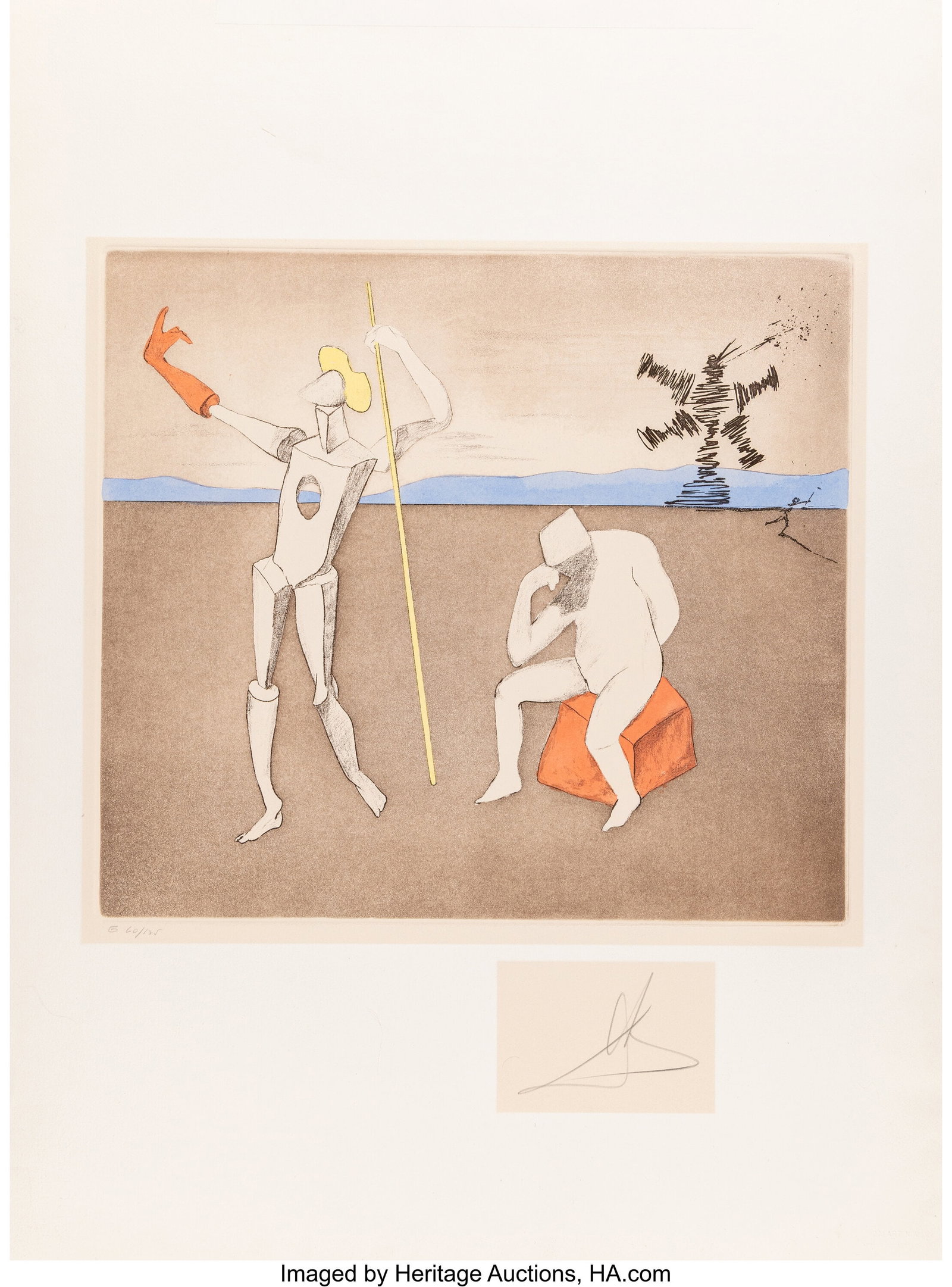 Salvador Dalí (1904-1989) The Power of Thought,: Salvador Dalí (1904-1989) The Power of Thought, from Historia de Don Quichotte de la Mancha, 1980 Etching and aquatint in colors on Arches paper 29-7/8 x 22-1/8 in
