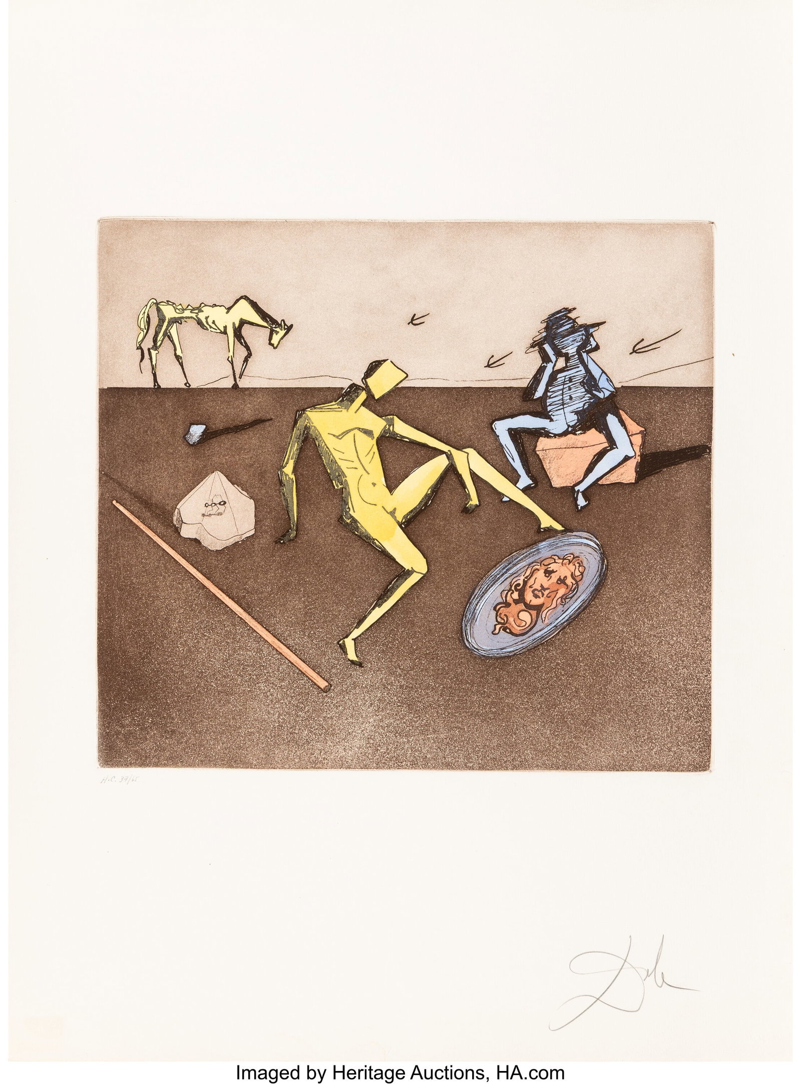 Salvador Dalí (1904-1989) The Mirror of Chivalr: Salvador Dalí (1904-1989) The Mirror of Chivalry, from Historia de Don Quichotte de la Mancha, 1980 Etching and aquatint in colors on Arches paper 29-7/8 x 22-1/8 