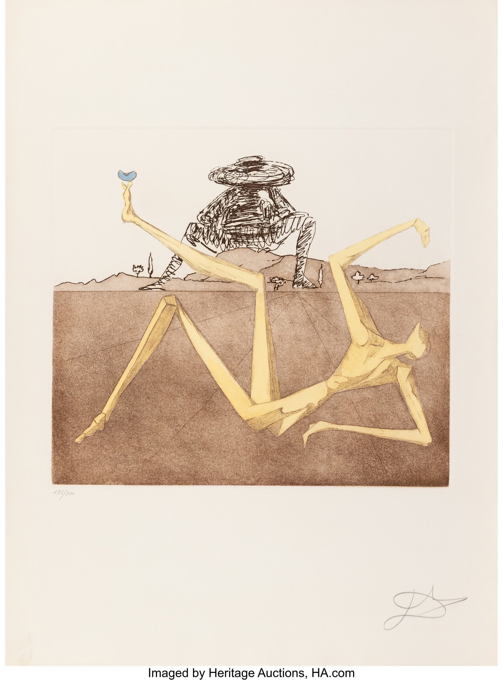 Salvador Dalí (1904-1989) The Heart of Madness,: Salvador Dalí (1904-1989) The Heart of Madness, from Historia de Don Quichotte de la Mancha, 1980 Etching and aquatint in colors on Arches paper 29-7/8 x 22-1/8 in