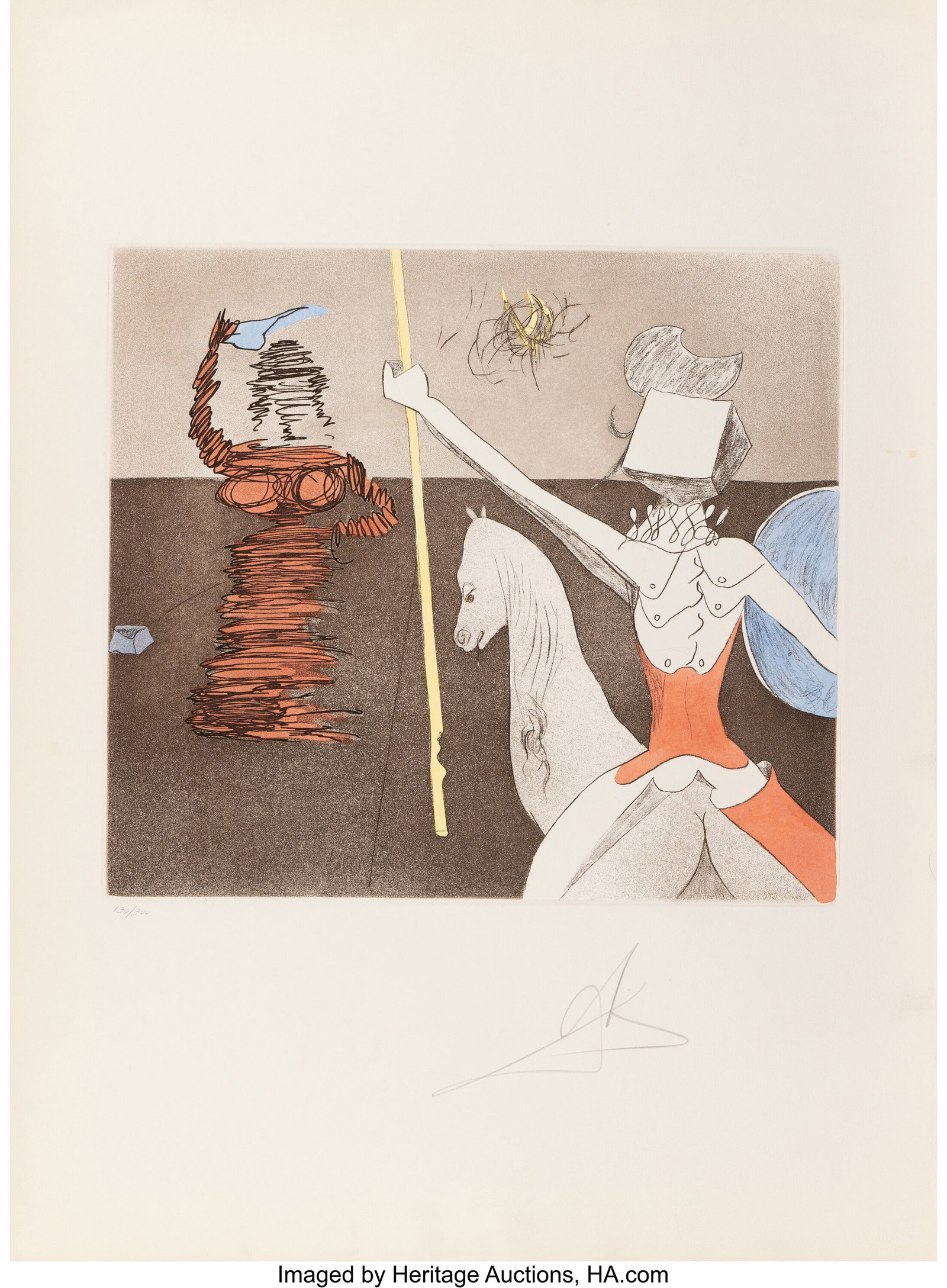 Salvador Dalí (1904-1989) Off to Battle, from H (1 of 2)