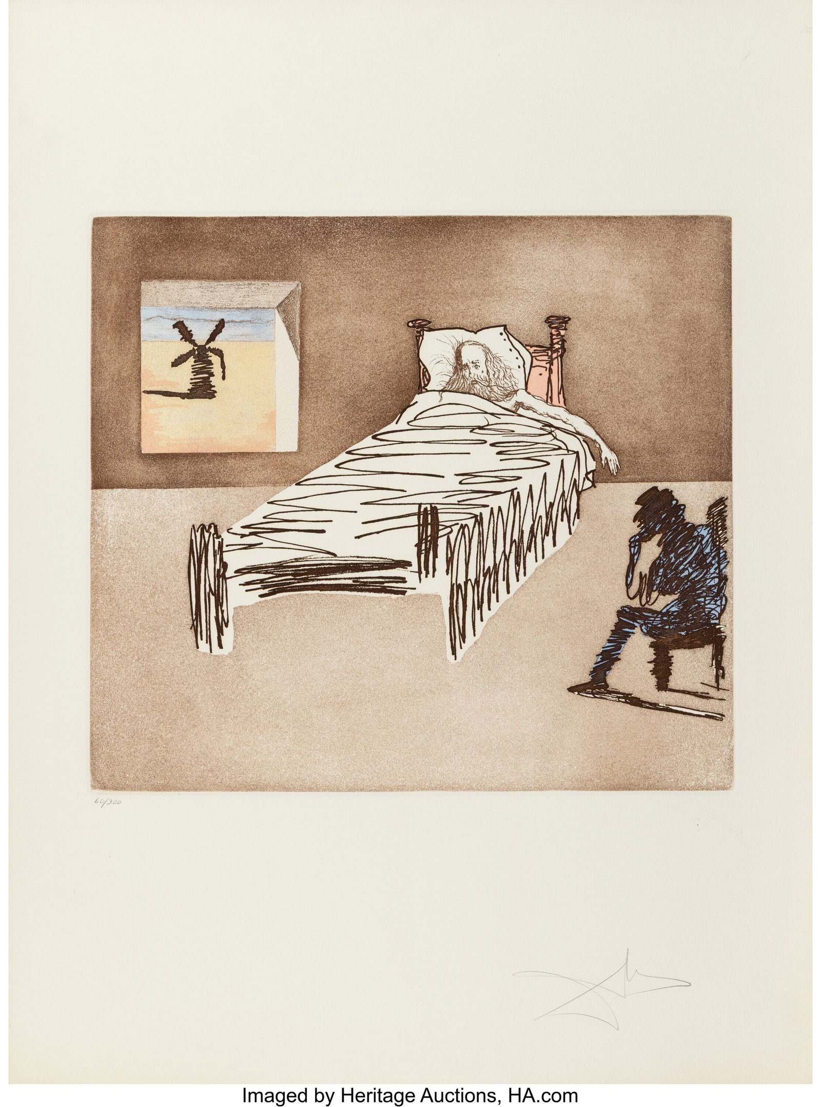 Salvador Dalí (1904-1989) Le Legacy, from Histo: Salvador Dalí (1904-1989) Le Legacy, from Historia de Don Quichotte de la Mancha, 1980 Etching and aquatint in colors on Arches paper 29-7/8 x 22-1/8 inches (