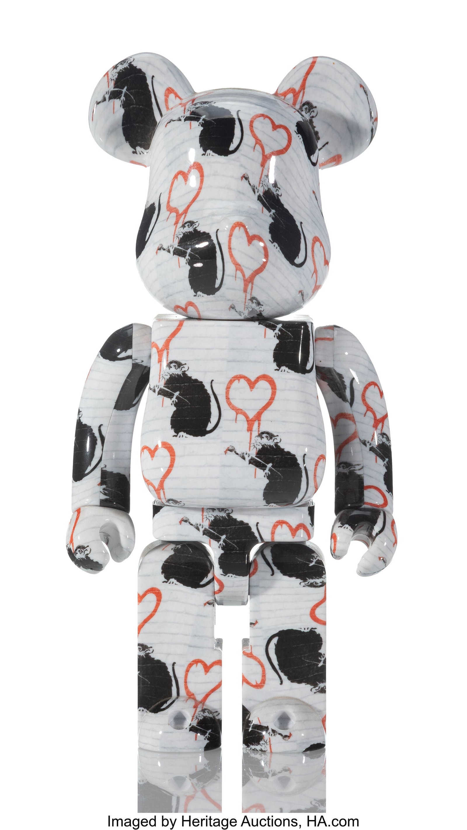 BE@RBRICK Brandalism Love Rat 400%, 2021 Painted: BE@RBRICK Brandalism Love Rat 400%, 2021 Painted cast vinyl 10-7/8 x 5-1/4 x 3 inches (27.6 x 13.3 x 7.6 cm) Stamped on underside of feet Pro