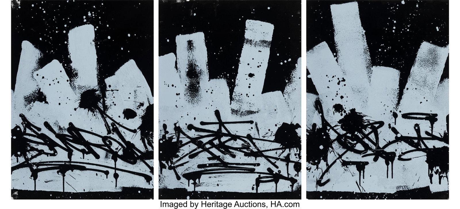 Bisco Smith (b. 1980) Untitled (Triptych), 2024 : Bisco Smith (b. 1980) Untitled (Triptych), 2024 Mixed media on paper 27 x 19-1/2 inches (68.6 x 49.5 cm) (sheet, each) Sign
