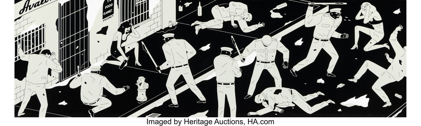 Cleon Peterson (b. 1973) Cruelty Is The Message,: Cleon Peterson (b. 1973) Cruelty Is The Message, 2024 Screenprint in colors on Coventry Rag paper 14 x 44 inches (35.6 x 111.8 cm) (sheet) Ed&p