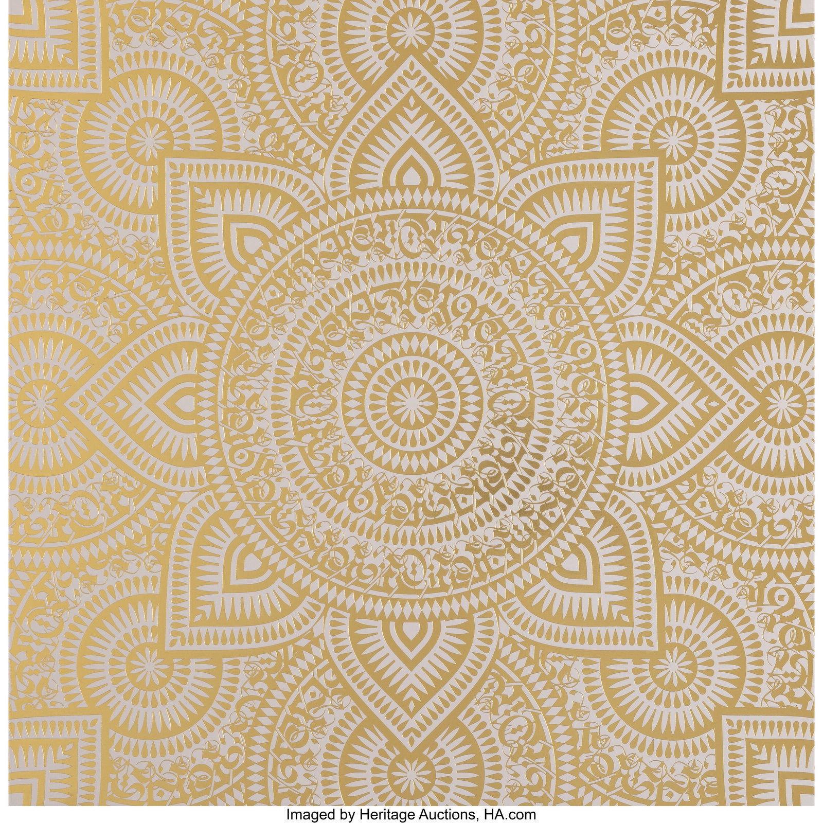 Cryptik (21st Century) Dawn Prayer, 2019 Gold fo: Cryptik (21st Century) Dawn Prayer, 2019 Gold foil embossment on archival cotton-rag paper 20 x 20 inches (50.8 x 50.8 cm) (sheet) Ed. 38/1