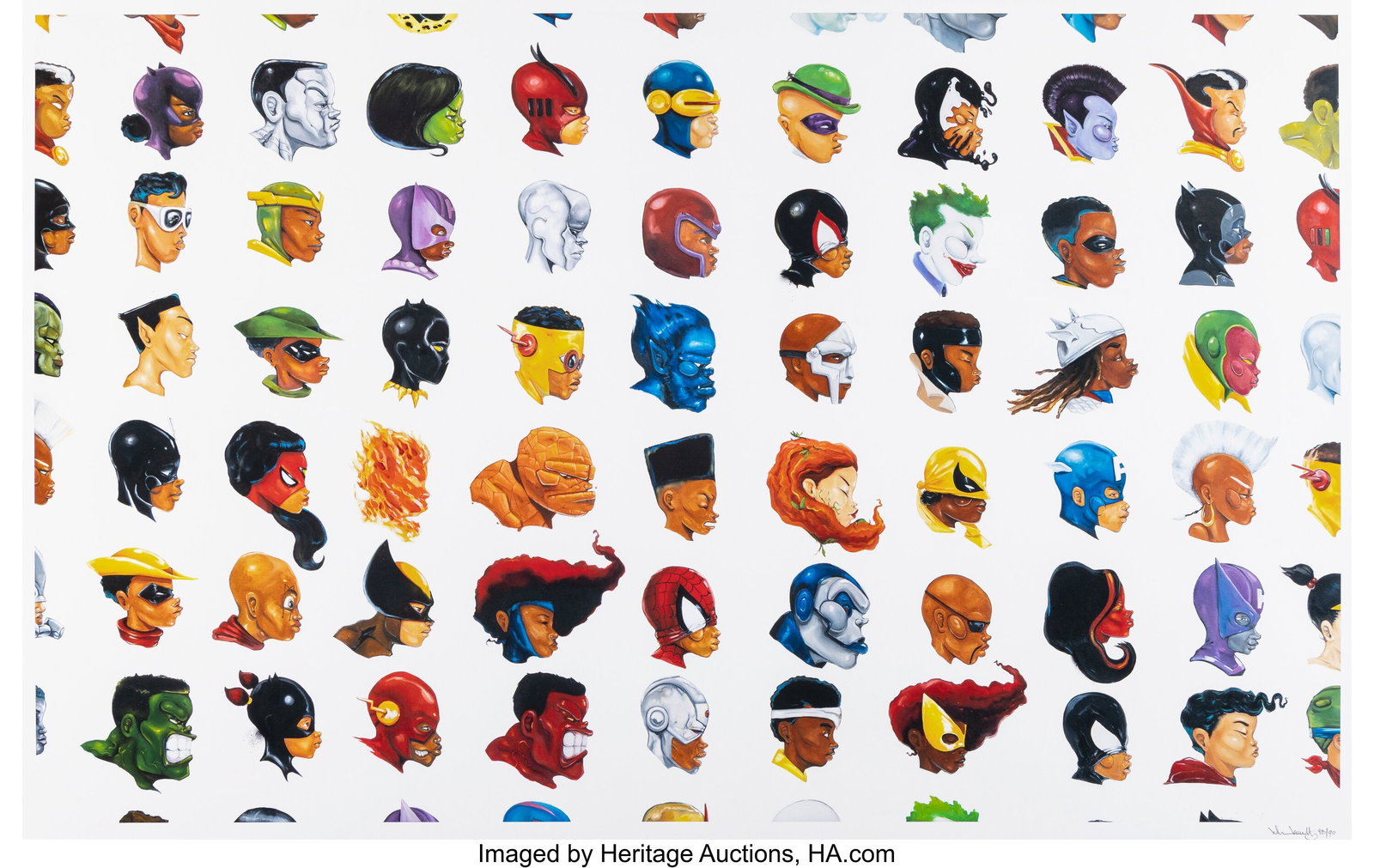 Hebru Brantley (b. 1981) Negro Mythos, 2016 Scre: Hebru Brantley (b. 1981) Negro Mythos, 2016 Screenprint in colors on paper 32 x 48 inches (81.3 x 121.9 cm) (sheet) Ed. 48/90 Signed
