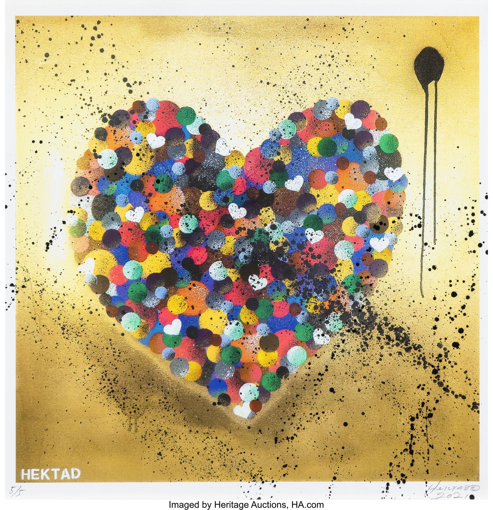 Hektad (20th Century) My Love Is Golden, 2021 Sc: Hektad (20th Century) My Love Is Golden, 2021 Screenprint in colors on paper 24 x 24 inches (61.0 x 61.0 cm) (sheet) Ed. 5/5 Signed, 
