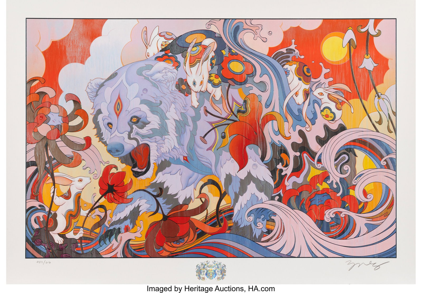 James Jean (b. 1979) The Bear, 2024 Archival pig: James Jean (b. 1979) The Bear, 2024 Archival pigment print in colors on Cotton Rag paper with holographic and foil detailing 18-1/2 x 26 inches (47.0 x 66&period