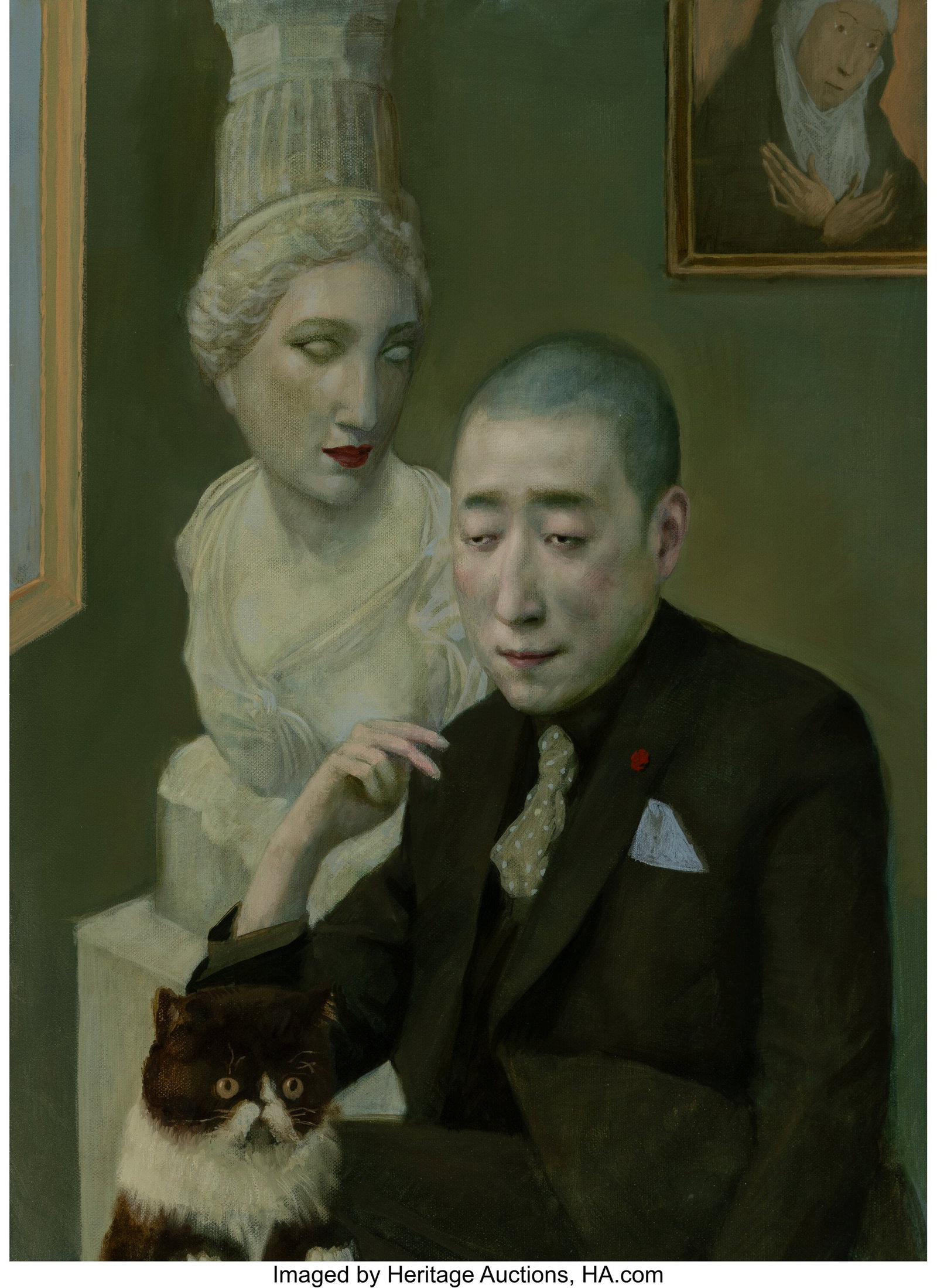 Jeffrey Chong Wang (b. 1979) Gaze, 2020 Oil on c: Jeffrey Chong Wang (b. 1979) Gaze, 2020 Oil on canvas 24 x 18 x 1-1/2 inches (61.0 x 45.7 x 3.8 cm) Signed, titled, and dated to i