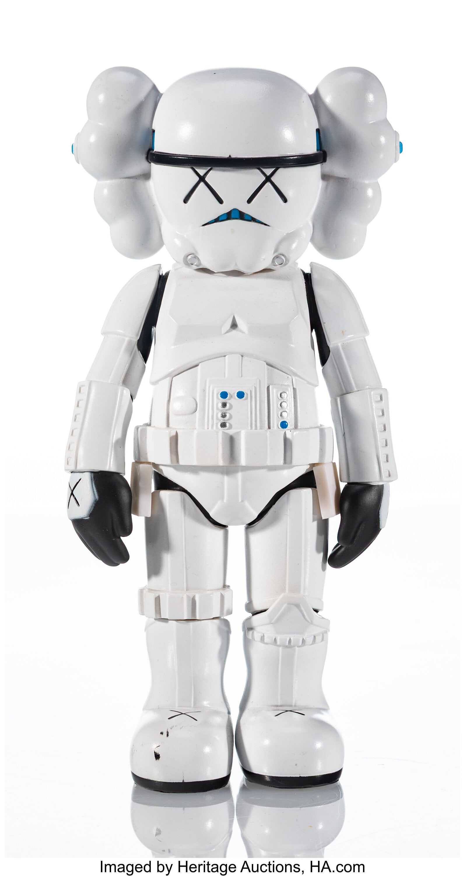 KAWS X Lucasfilm Stormtrooper, 2008 Painted cast: KAWS X Lucasfilm Stormtrooper, 2008 Painted cast vinyl 9-3/4 x 4-1/2 x 3-1/2 inches (24.8 x 11.4 x 8.9 cm) Stamped on underside of feet Produced by Med