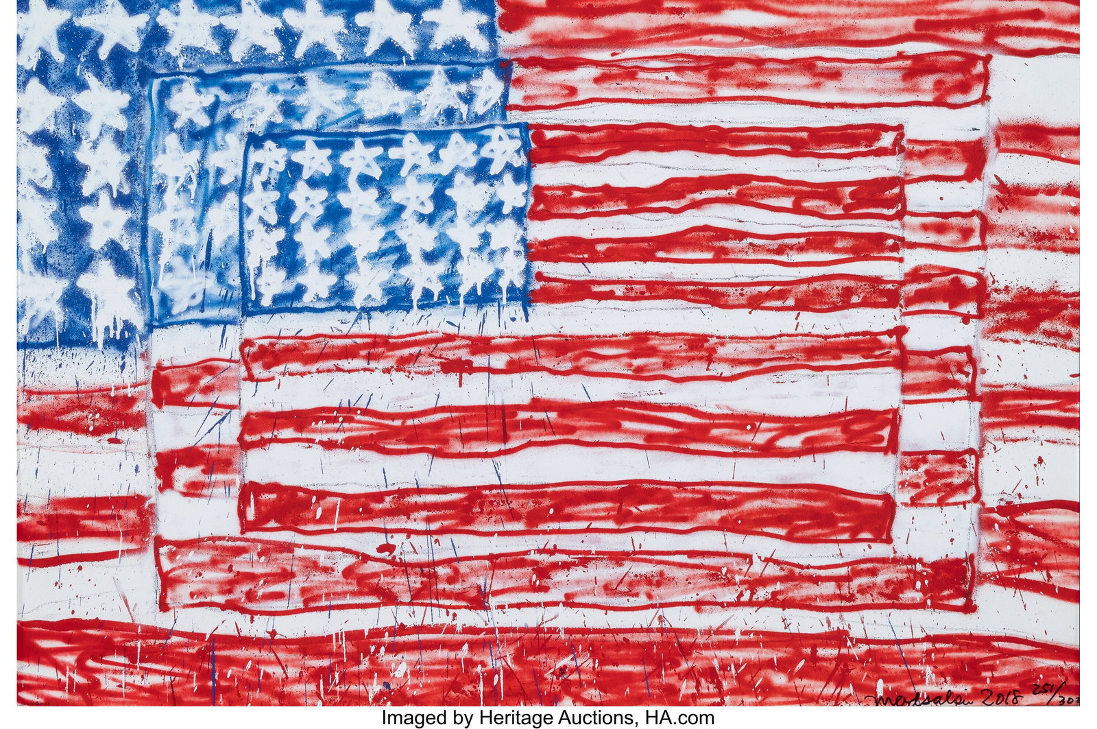MADSAKI (b. 1974) Three Flags 3P, 2018 Offset li: MADSAKI (b. 1974) Three Flags 3P, 2018 Offset lithograph in colors on smooth wove paper 18 x 26-3/4 inches (45.7 x 67.9 cm) (sheet) Ed&peri