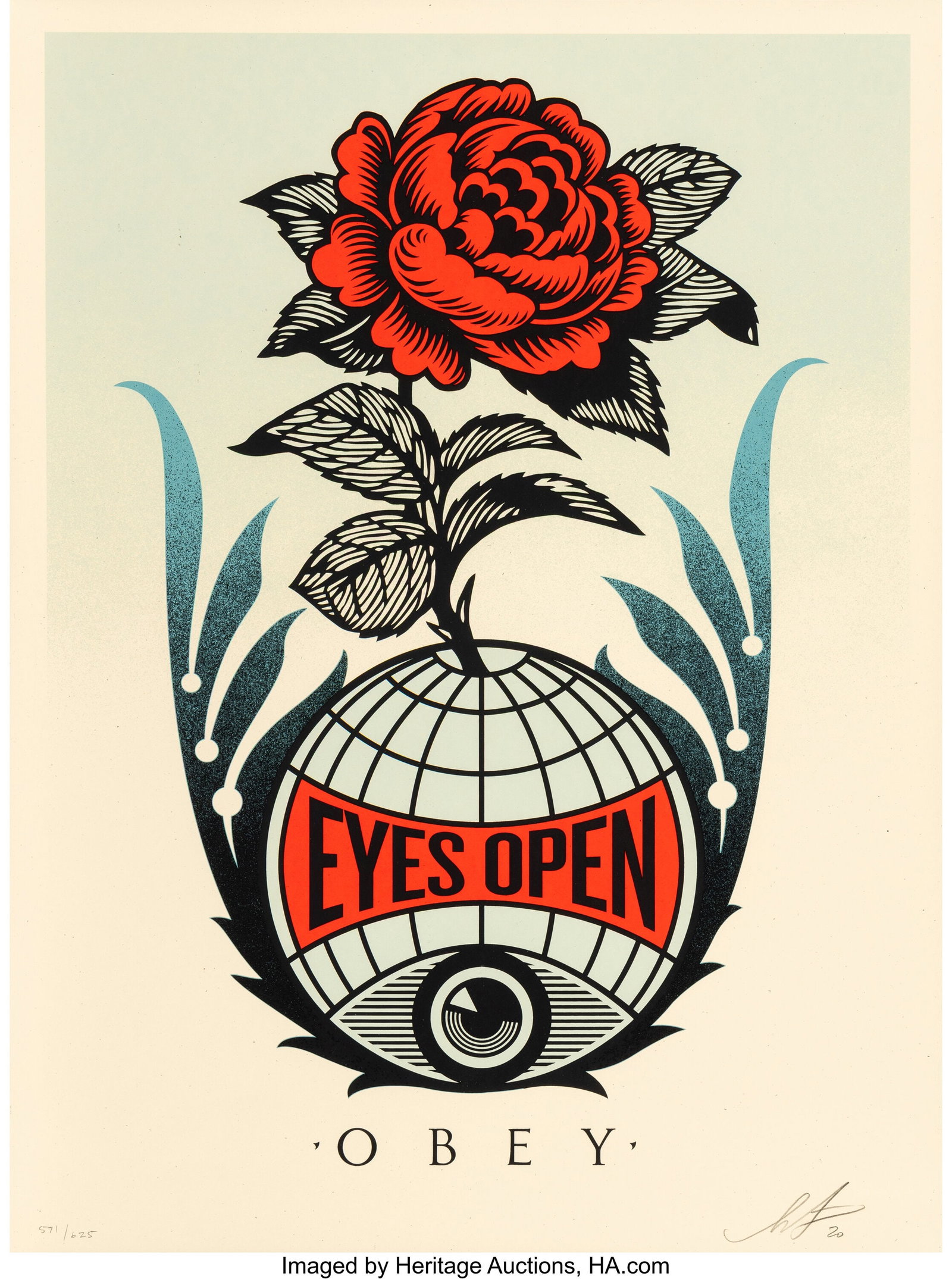 Shepard Fairey (b. 1970) Eyes Open, 2020 Screenp: Shepard Fairey (b. 1970) Eyes Open, 2020 Screenprint in colors on Cream Speckletone paper 24 x 18 inches (61.0 x 45.7 cm) (sheet) Ed. 57