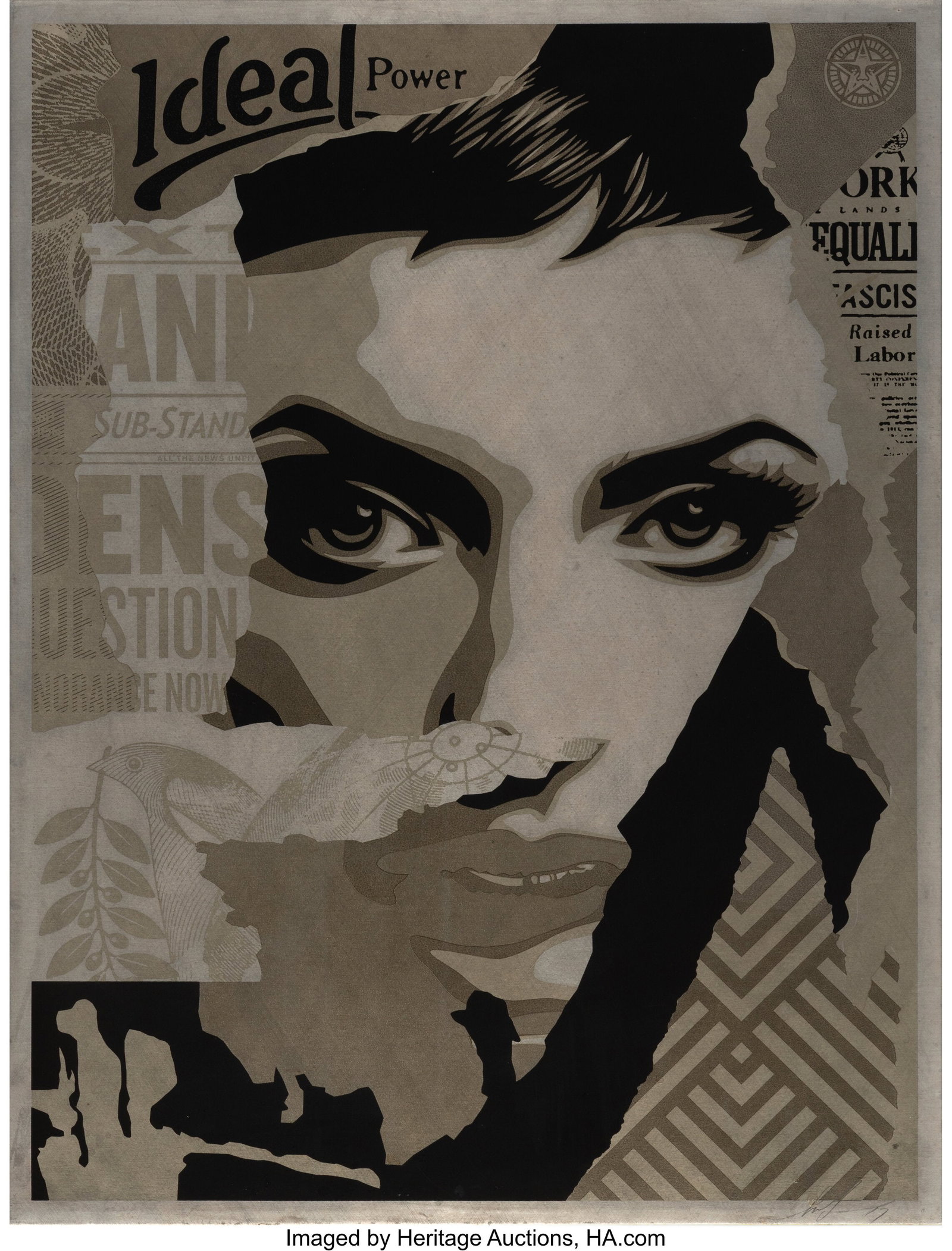 Shepard Fairey (b. 1970) Ideal Power, 2017 Scree: Shepard Fairey (b. 1970) Ideal Power, 2017 Screenprint on aluminum panel 24 x 18 inches (61.0 x 45.7 cm) Ed. 2/3 Signed and dated in pencil lo