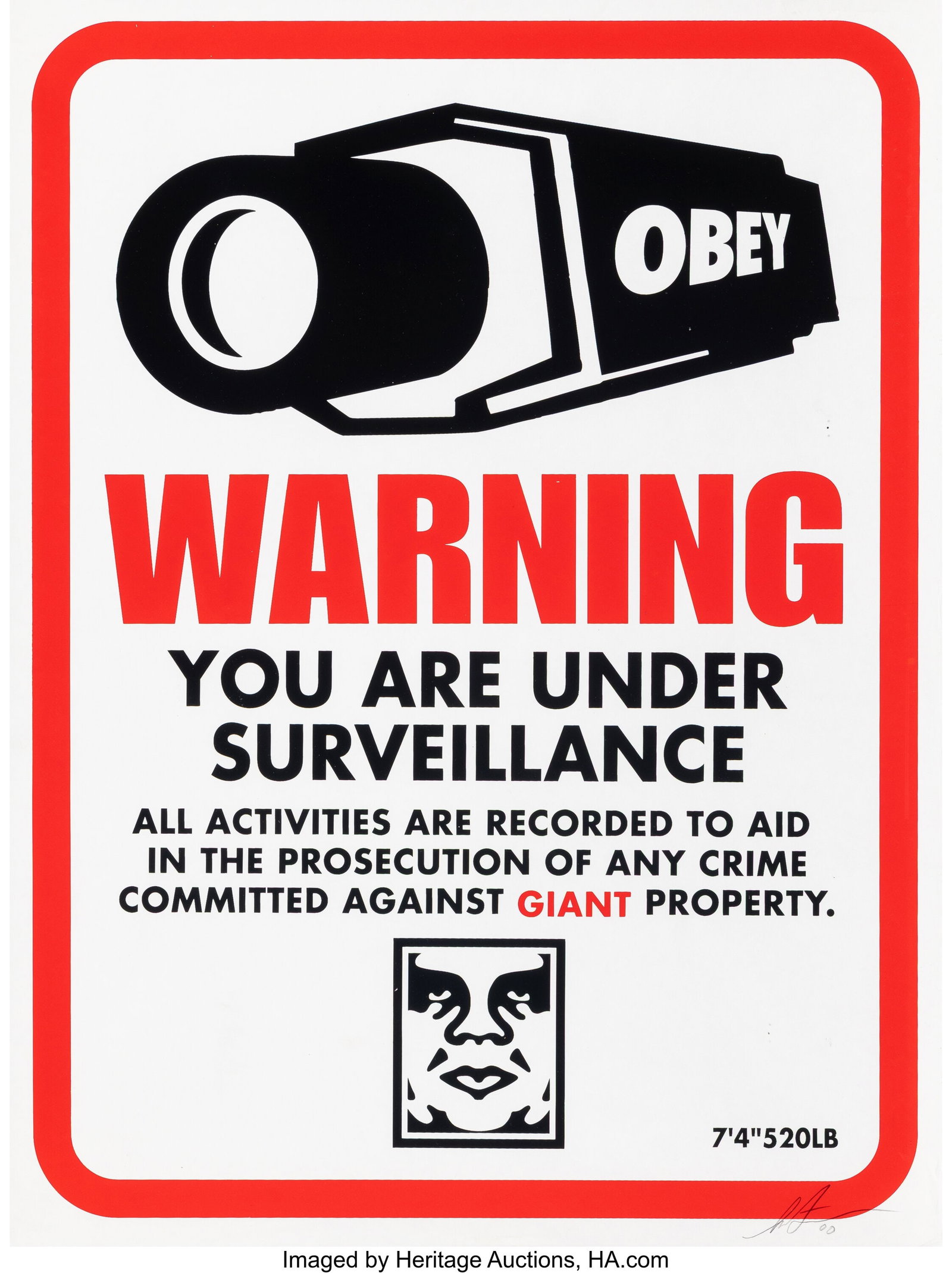 Shepard Fairey (b. 1970) Warning Surveillance, 2 (1 of 1)