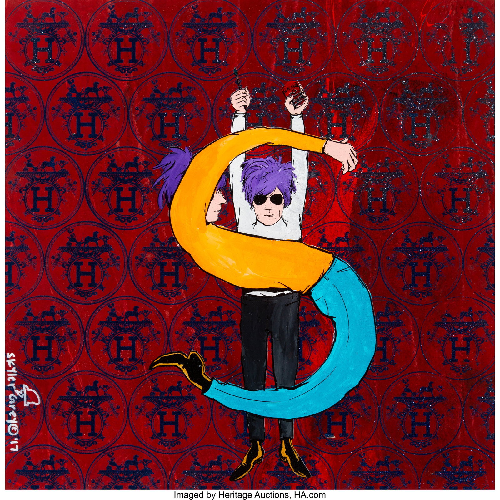 Skyler Grey (b. 2000) Andy Dollar, 2017 Hand-pul: Skyler Grey (b. 2000) Andy Dollar, 2017 Hand-pulled silkscreen in colors with acrylic and diamond dust on Archival paper 24 x 24 inches (61 x 61 cm) (sheet) 
