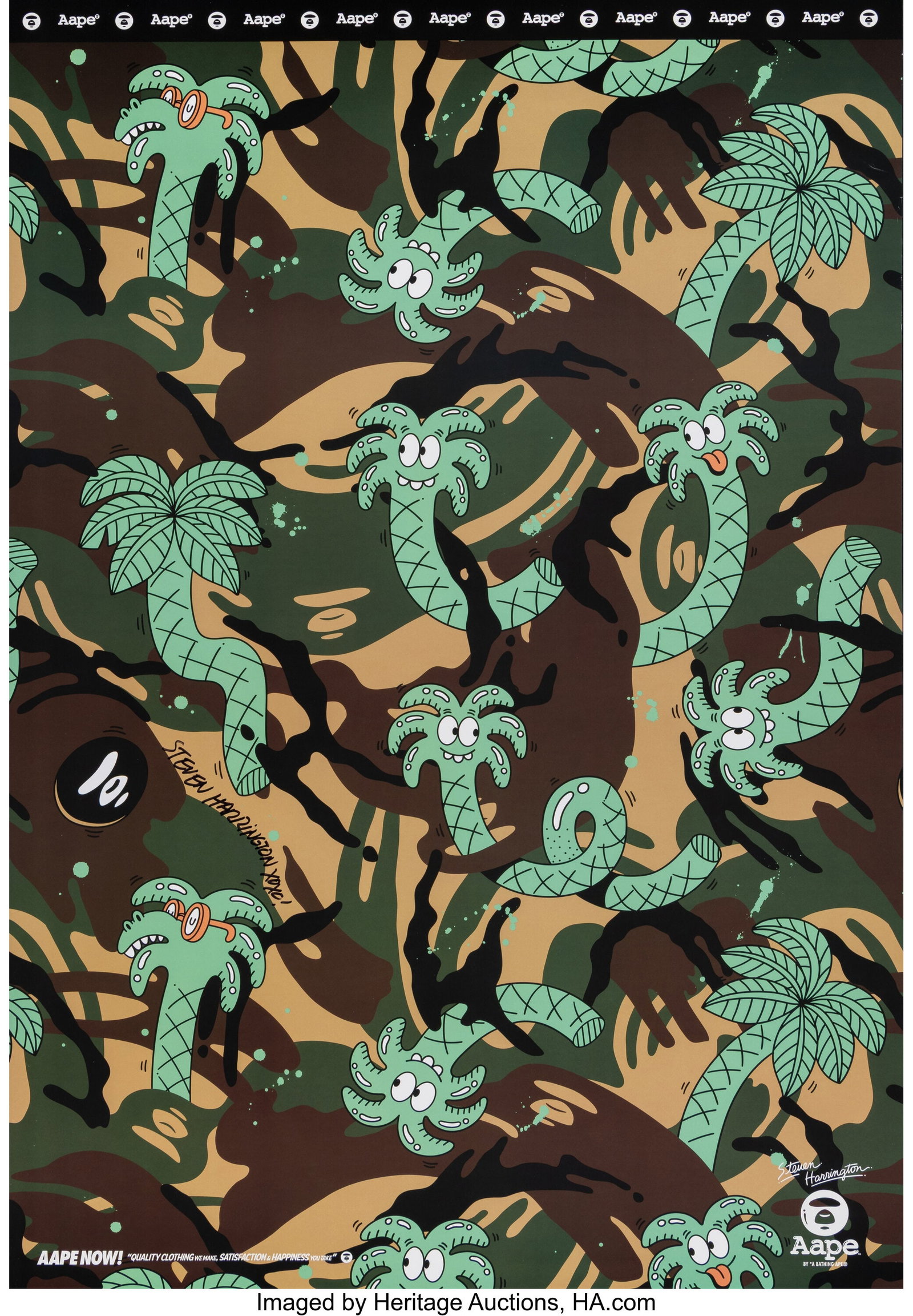 Steven Harrington X Bape AAPE Offset lithograph : Steven Harrington X Bape AAPE Offset lithograph in colors on wove paper 30-1/8 x 20 inches (76.5 x 50.8 cm) (sheet) Signed in ink on right side HID03101062020 &co