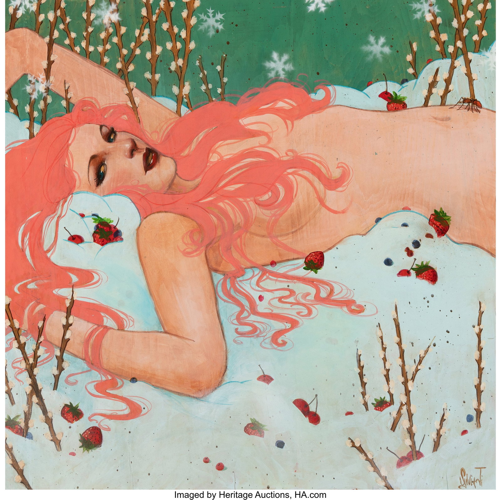 Sylvia Ji (b. 1982) Frost, 2005 Acrylic on wood : Sylvia Ji (b. 1982) Frost, 2005 Acrylic on wood panel 24 x 24 x 1-1/2 inches (61.0 x 61.0 x 3.8 cm) Signed lower right PROVENANCE: Herit