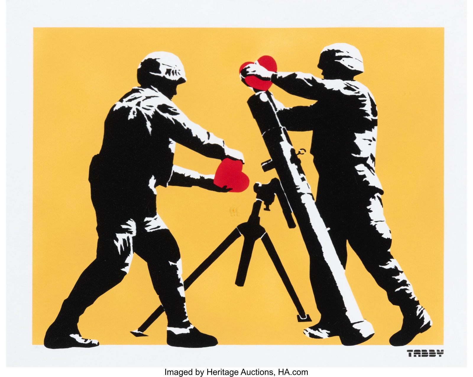 TABBY (20th Century) Heart Attack (Yellow, Rando: TABBY (20th Century) Heart Attack (Yellow, Random Variant), 2017 Screenprint in colors on Pure White paper 15-3/4 x 19-1/2 inches (40.0 x 49.