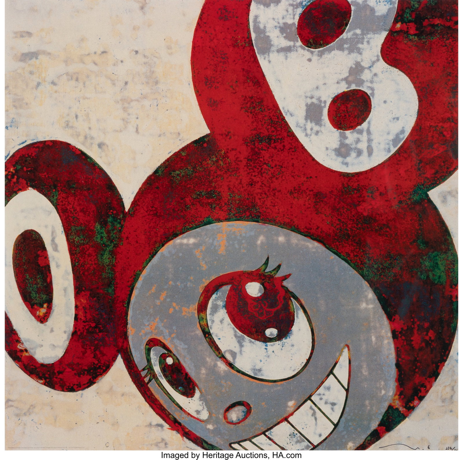 Takashi Murakami (b. 1962) And then, and then an: Takashi Murakami (b. 1962) And then, and then and then and then and then (Red), 1996 Lithographs in colors on paper 19-1/2 x 19-1/2 inches (49&perio