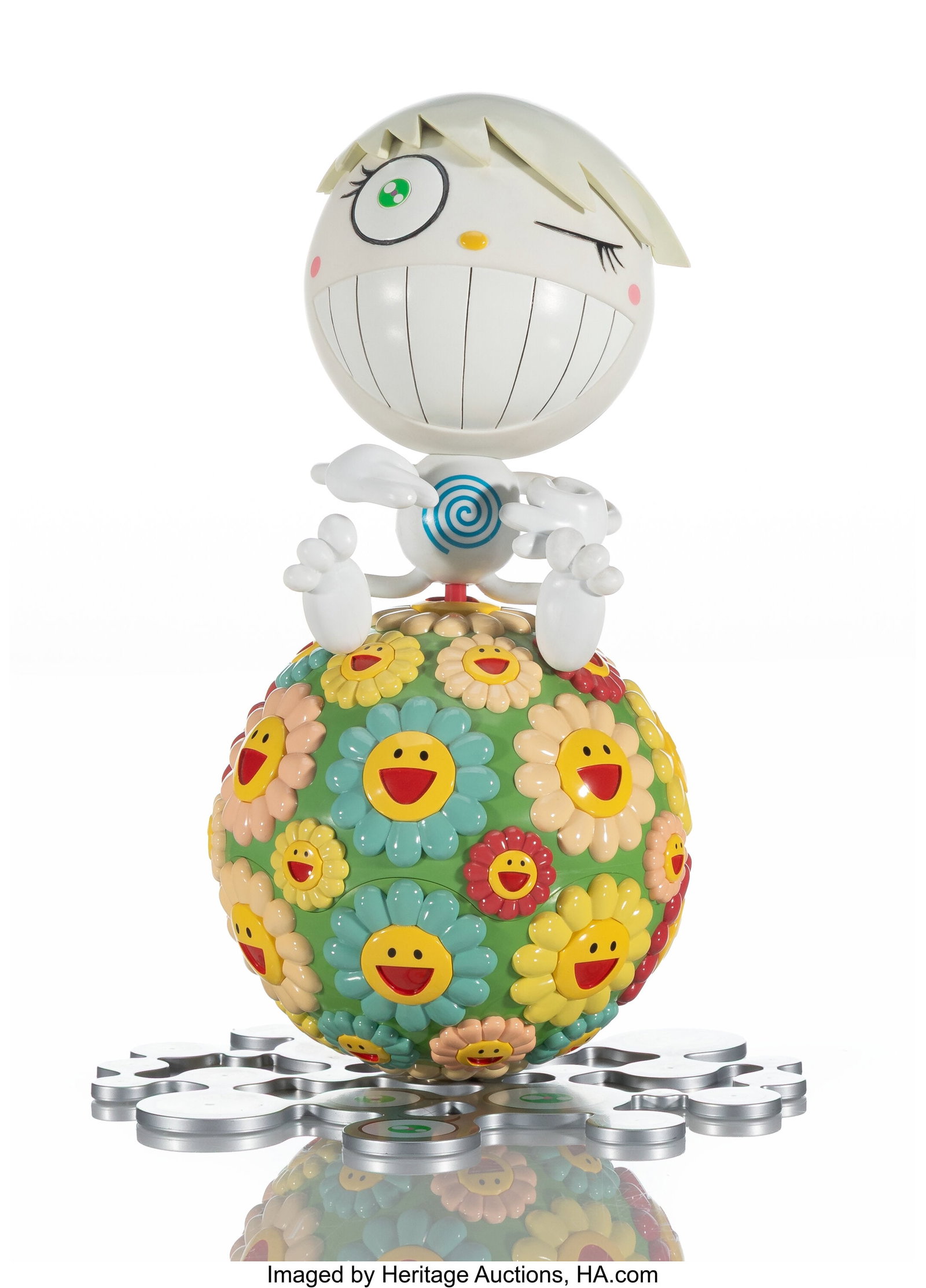 Takashi Murakami (b. 1962) Oval, 2000 Painted ca: Takashi Murakami (b. 1962) Oval, 2000 Painted cast vinyl 10 x 7-1/4 x 7-1/4 inches (25.4 x 18.4 x 18.4 cm) Edition of 3000 Stamped on unde