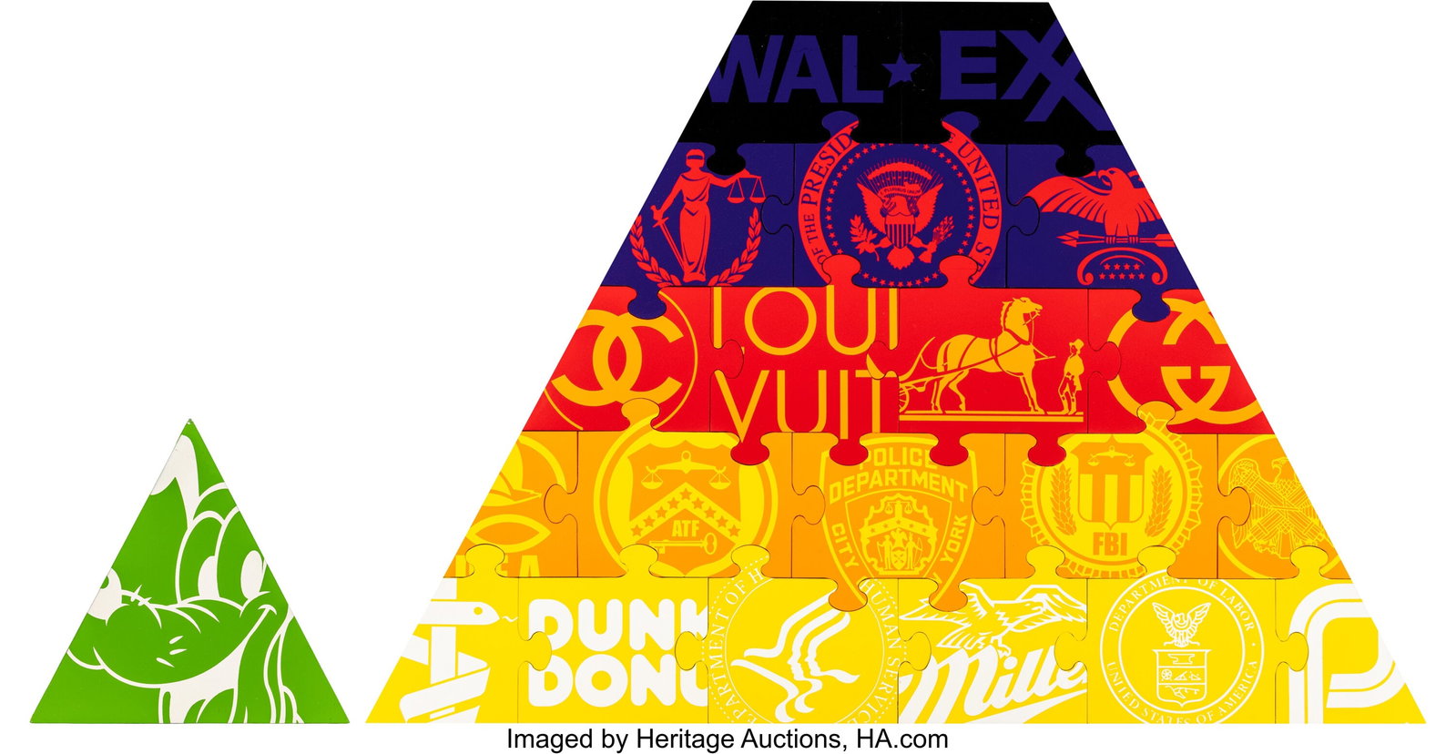 TrustoCorp (Tristan Eaton) (20th Century) The Pl: TrustoCorp (Tristan Eaton) (20th Century) The Plutocratic Pyramid, 2011 Spray paint on wood 21-1/2 x 31-1/2 inches (54.6 x 80.0 cm) (larg