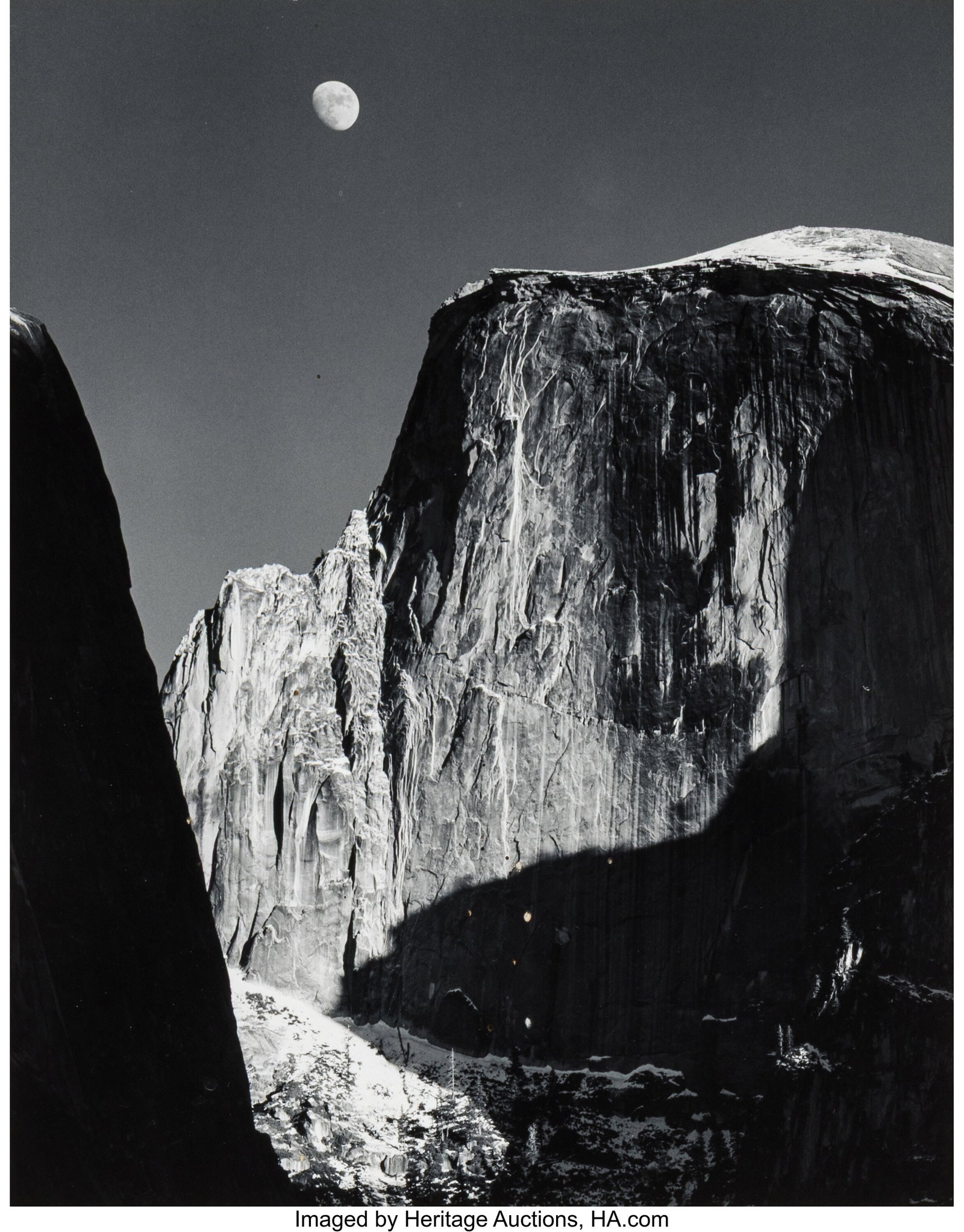 Ansel Adams (American, 1902-1984) Moon and Half : Ansel Adams (American, 1902-1984) Moon and Half Dome, 1960 Gelatin silver print, printed later by Alan Ross 1977 9-1/2 x 7-1/2 inches (24.1 x