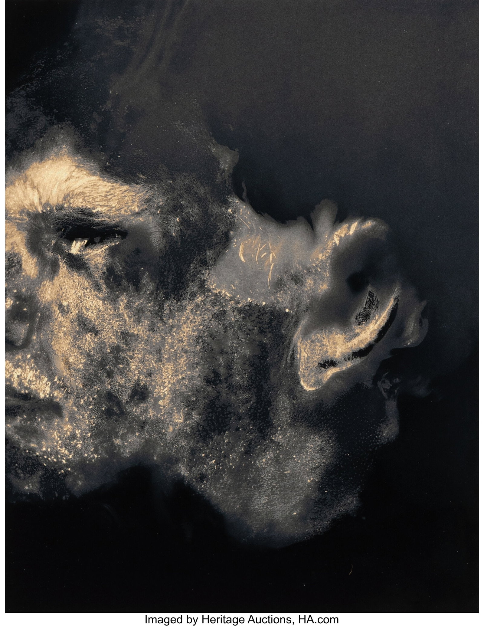 Gary Schneider (English/South African, b. 1954) : Gary Schneider (English/South African, b. 1954) Mask Self Portrait, 1999 Gelatin silver print with applied ink 6 x 4-3/4 inches (15.2 x 12.1 cm&