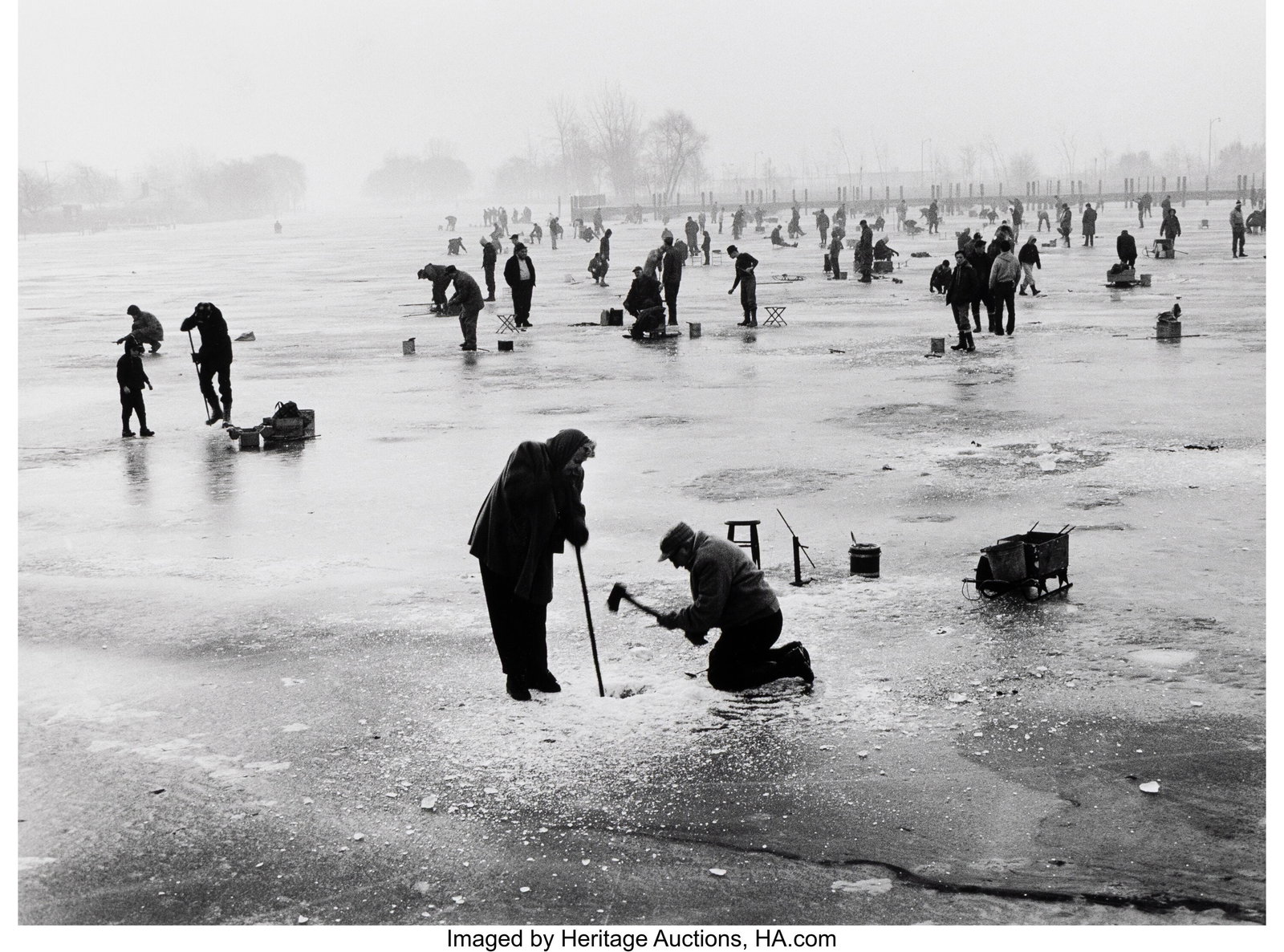 Art Shay (American, 1922-2018) Ice Fishing near : Art Shay (American, 1922-2018) Ice Fishing near Detroit, circa 1960s Gelatin silver print 12-3/4 x 17-5/8 inches (32.4 x 44.8 cm) (image&rpar