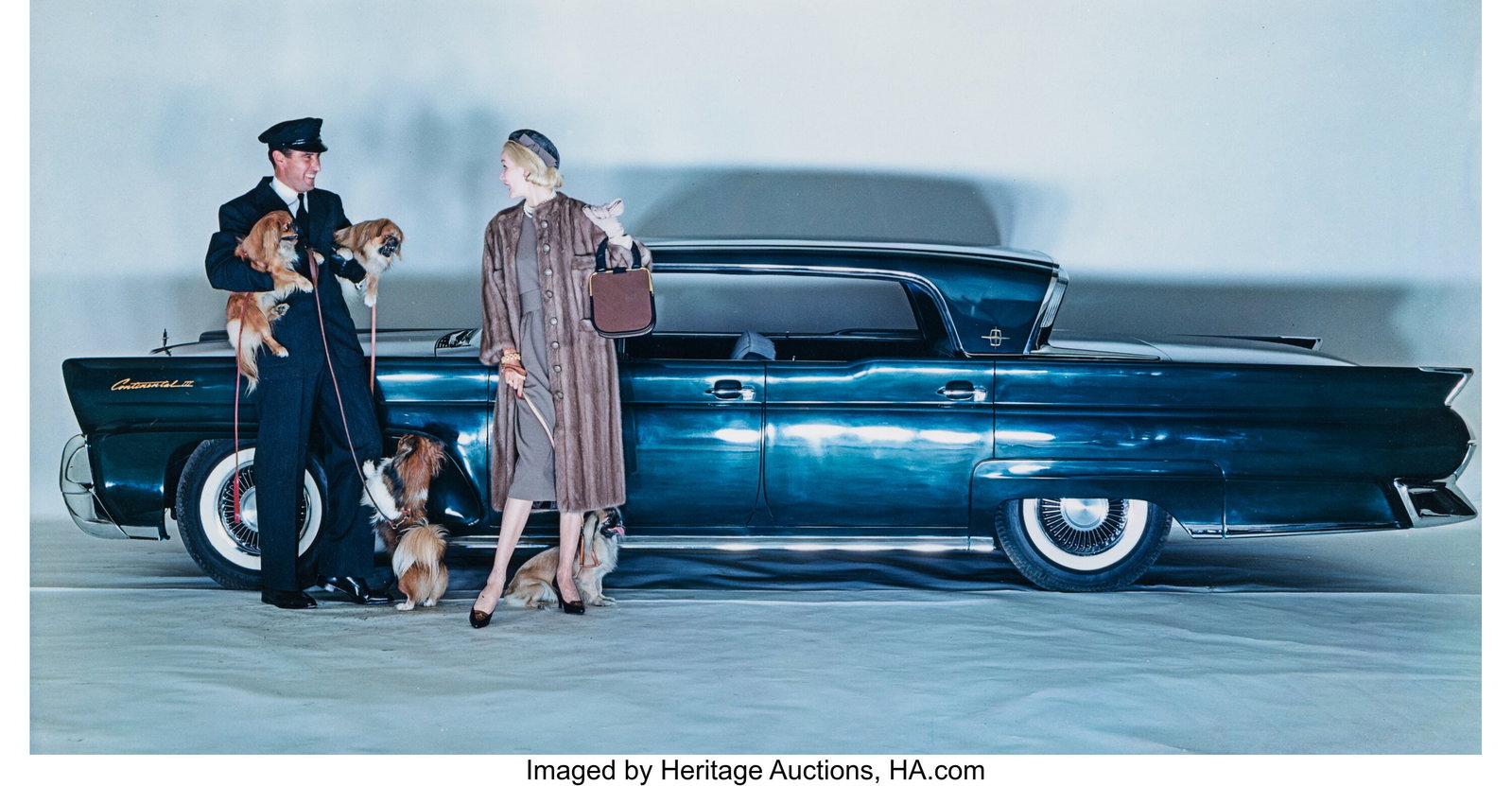 Richard Rutledge (French, 1923-1985) The Long Li: Richard Rutledge (French, 1923-1985) The Long Line of Elegance: By Car, By Coat, Vogue, November 1, 1957 Dye transfer print 10 x 19 inches (25&period