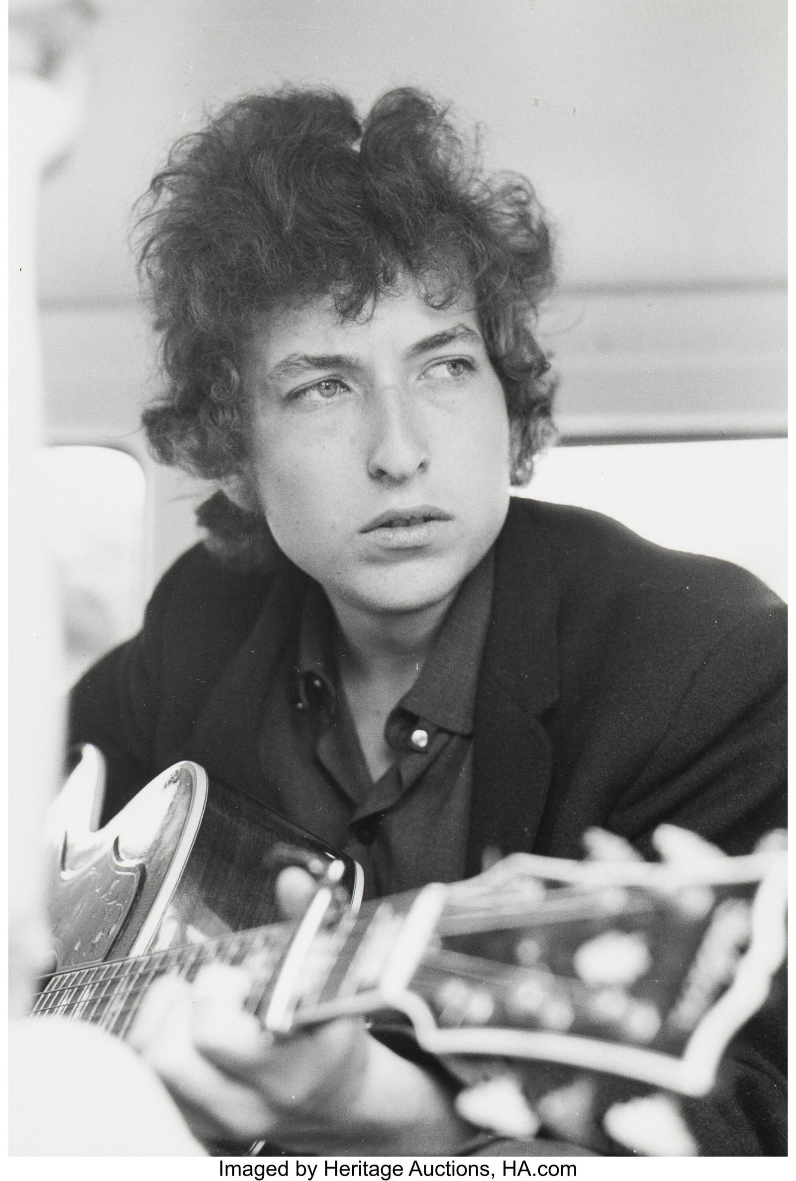David Gahr (American, 1922-2008) Bob Dylan at Ne: David Gahr (American, 1922-2008) Bob Dylan at Newport Folk Festival, 1965 Gelatin silver print, printed later 9-3/8 x 6-1/4 inches (23.8 x 15.9 c