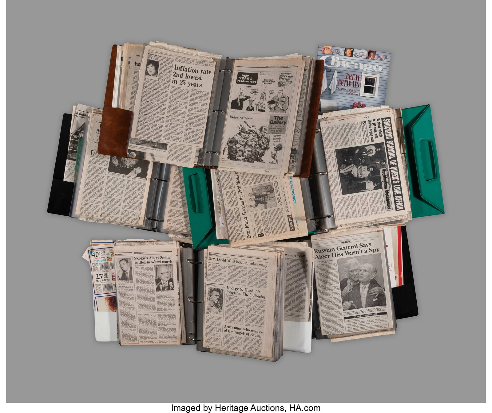 Group of 5 binders filled with select newspaper  (1 of 8)