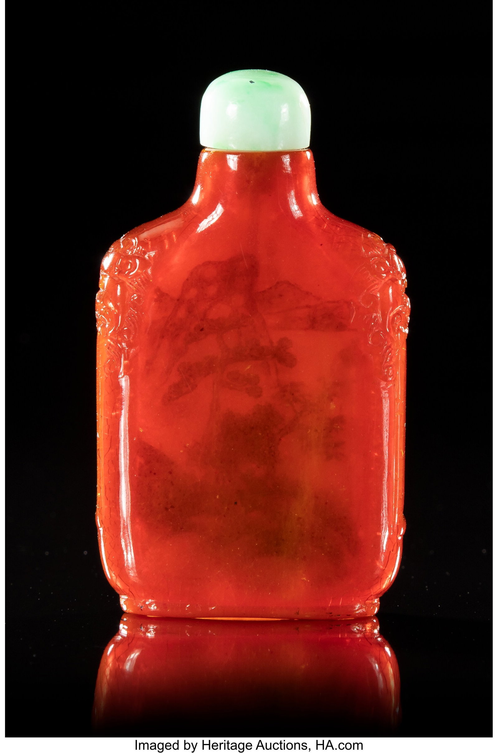 A Rare Chinese Inside-Painted Amber Snuff Bottle (1 of 4)