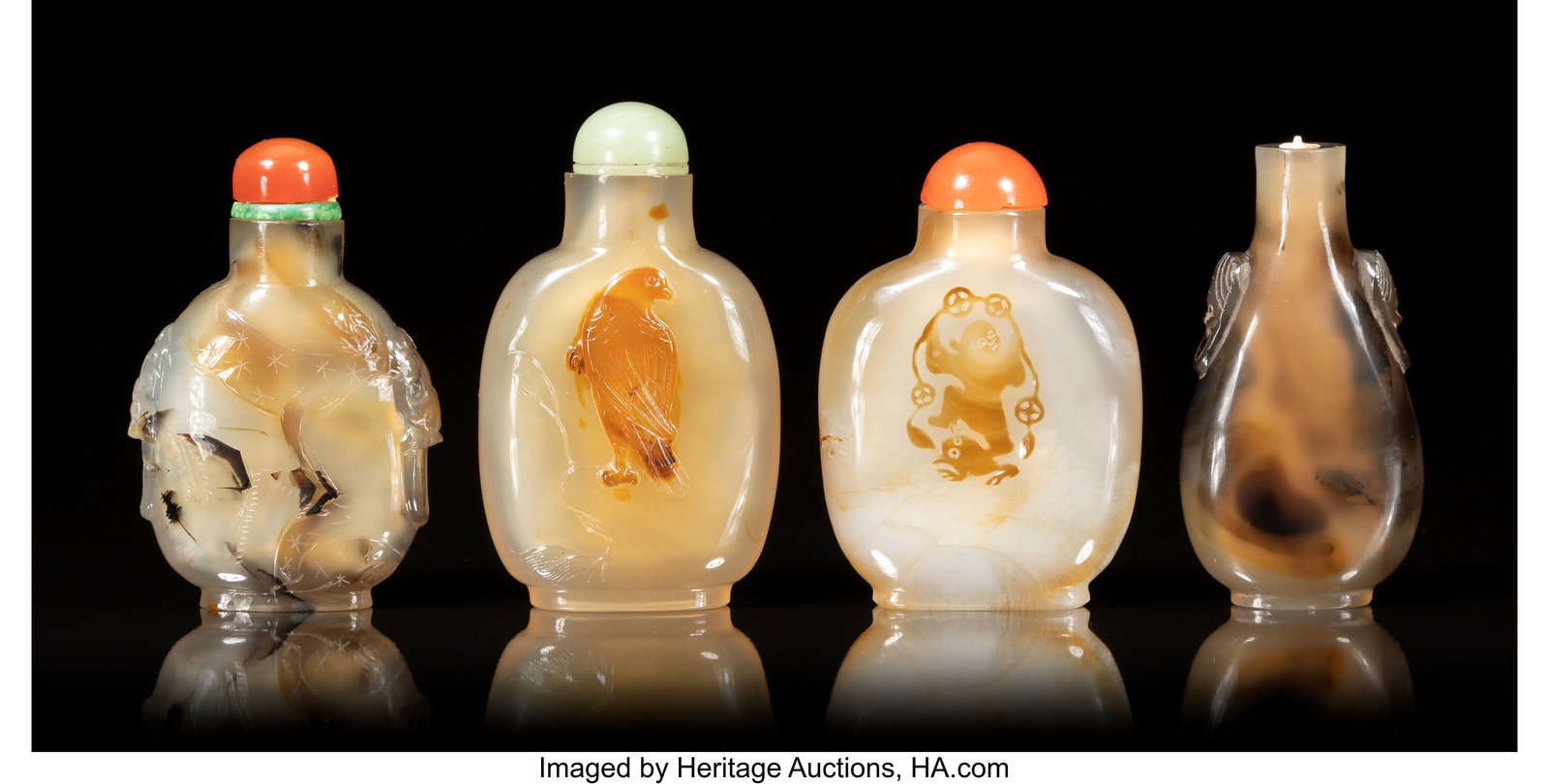 A Group of Four Chinese Carved Agate Snuff Bottl (1 of 3)