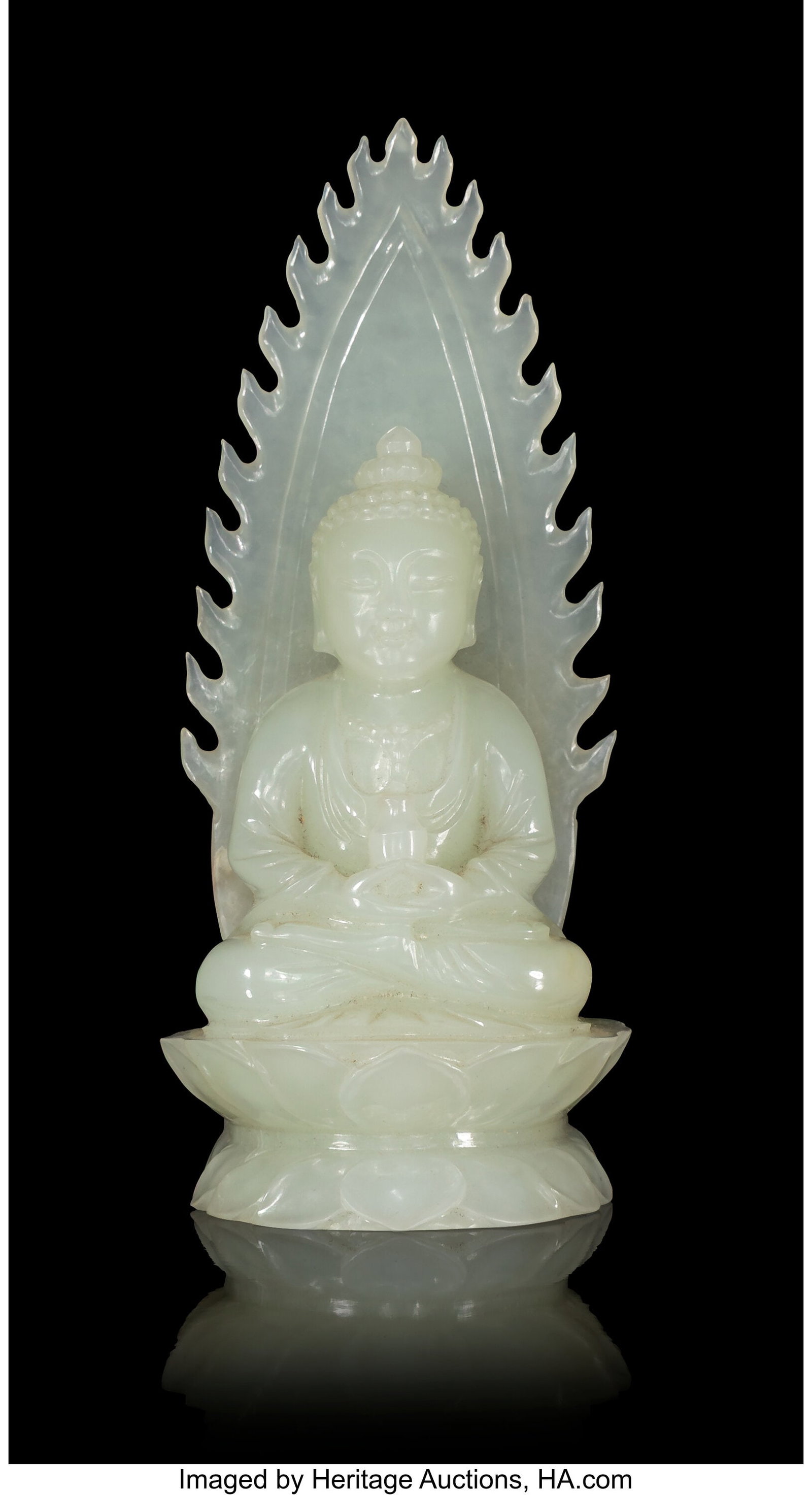 A Chinese Carved Pale Celadon Jade Figure of a S (1 of 4)