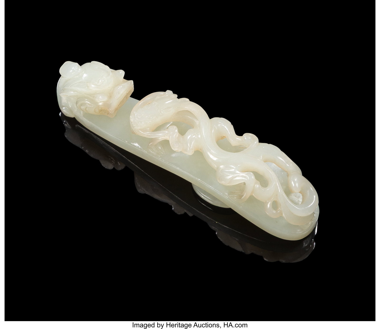 A Chinese Carved Pale Celadon Jade Dragon Belt H (1 of 3)