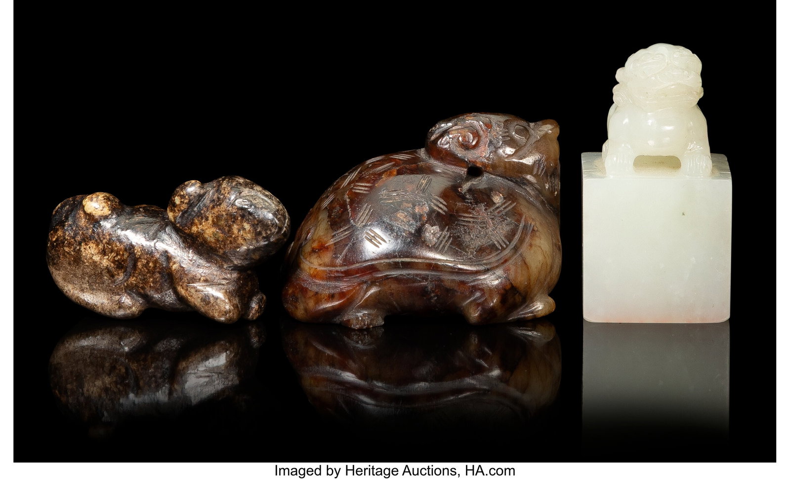 A Group of Three Chinese Jade Animal Carvings, Q (1 of 4)
