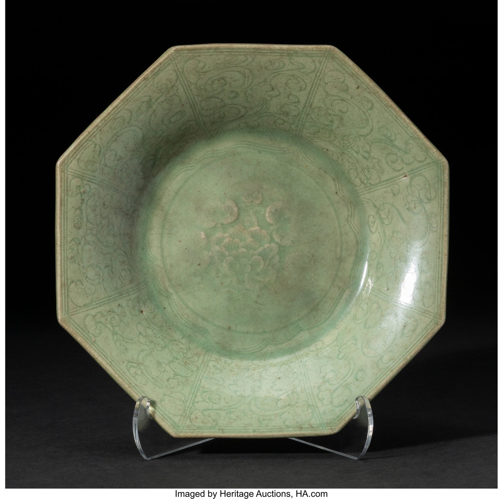 A Large Chinese Longquan Celadon-Glazed Octagona (1 of 2)