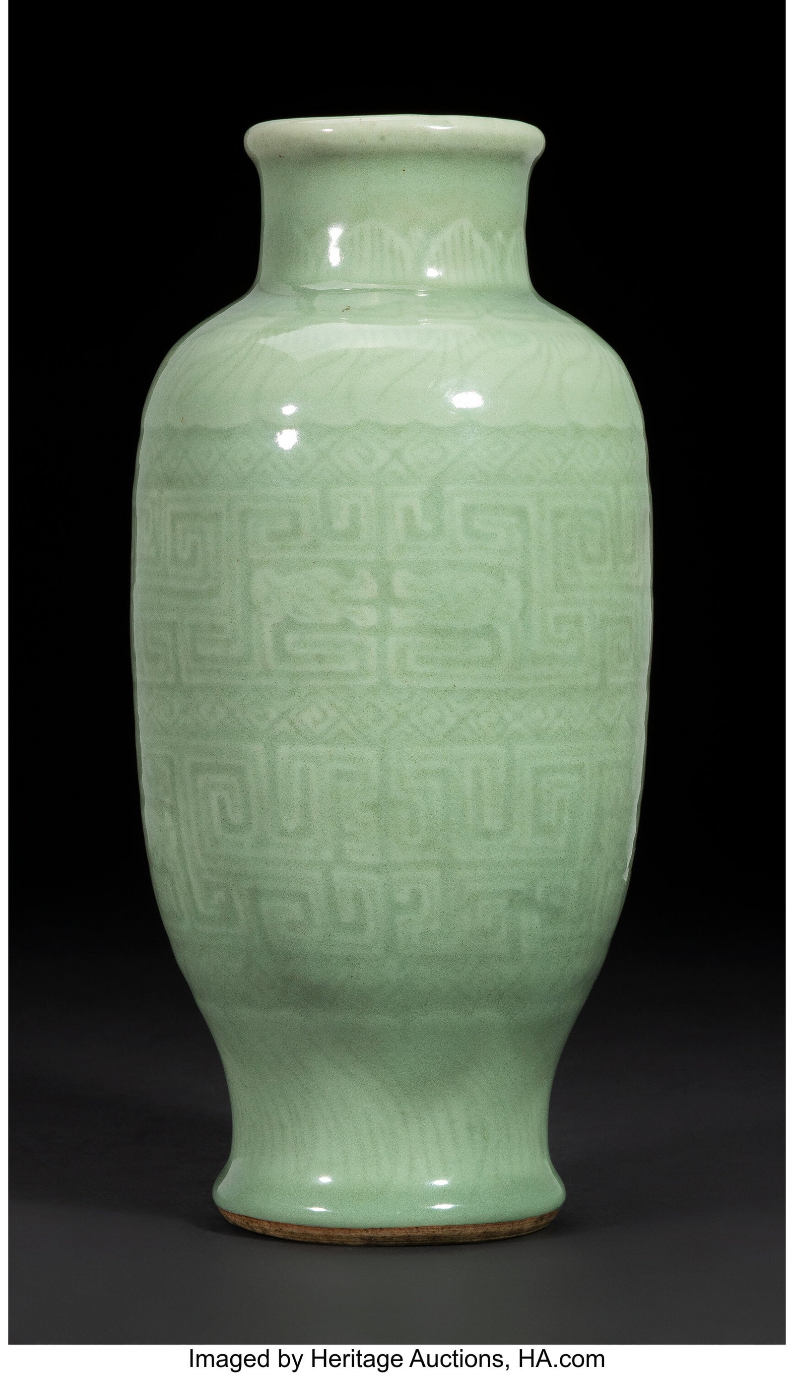 A Chinese Celadon-Glazed Vase, Ming dynasty 10-1 (1 of 3)
