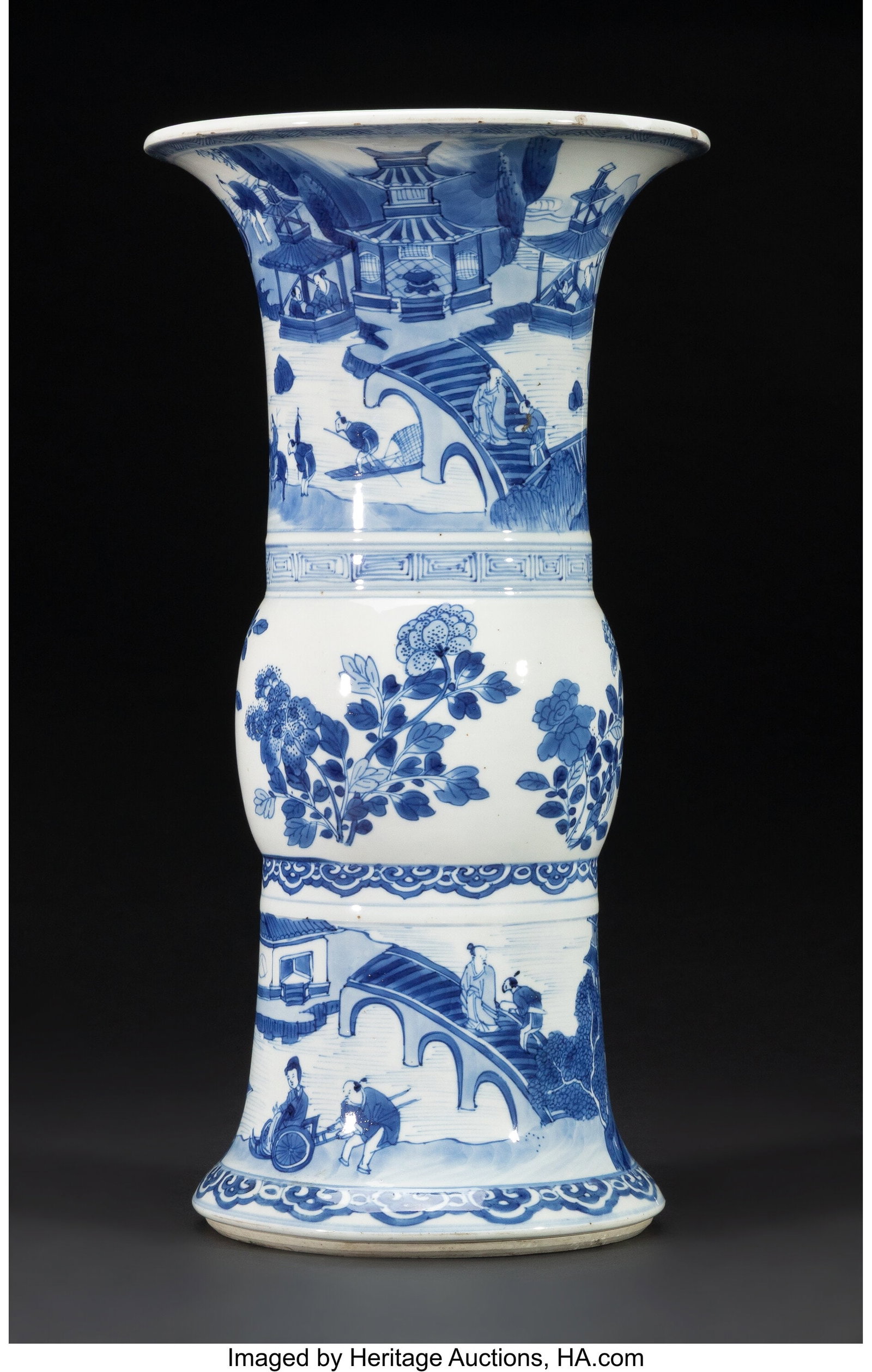 A Chinese Blue and White Gu-Form Vase, Kangxi pe (1 of 4)