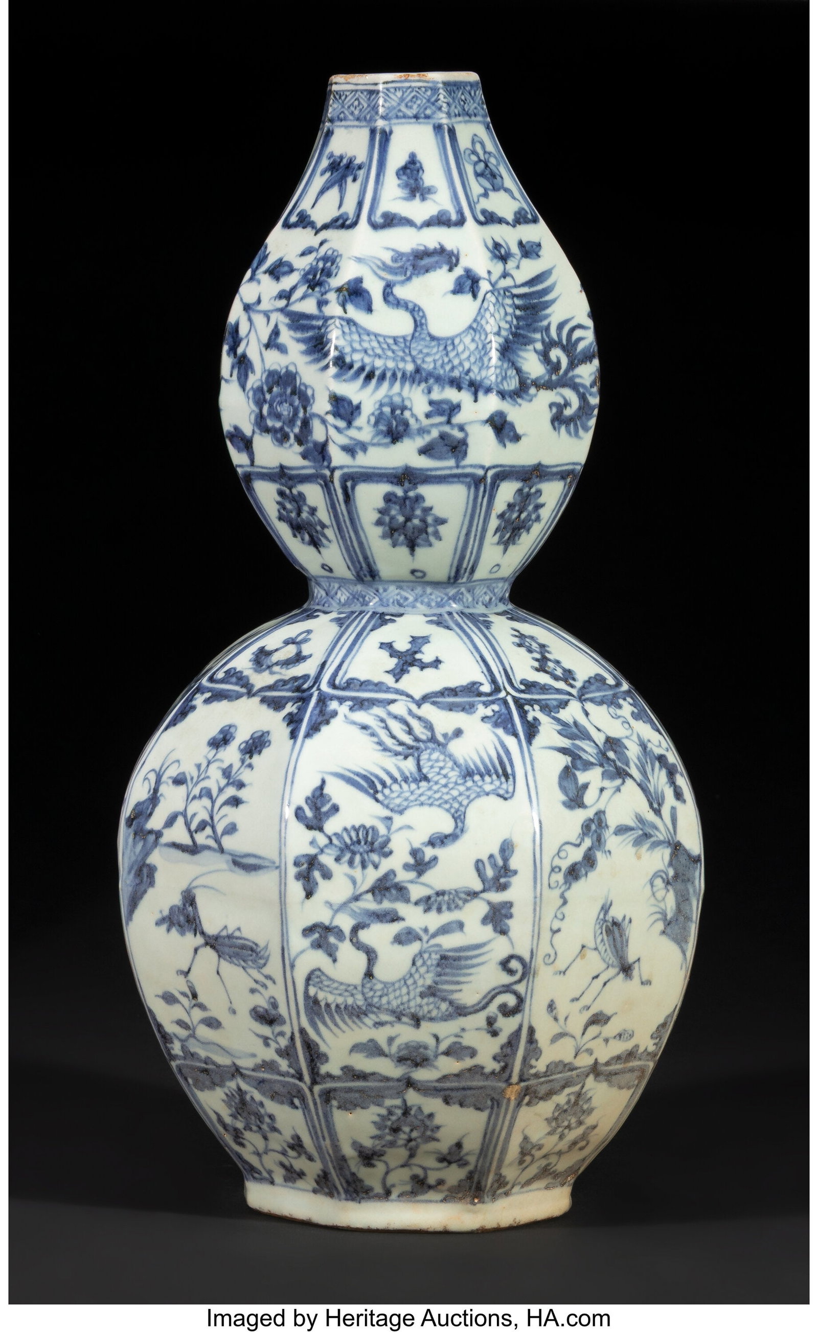 A Chinese Blue and White Octagonal Double-Gourd  (1 of 4)
